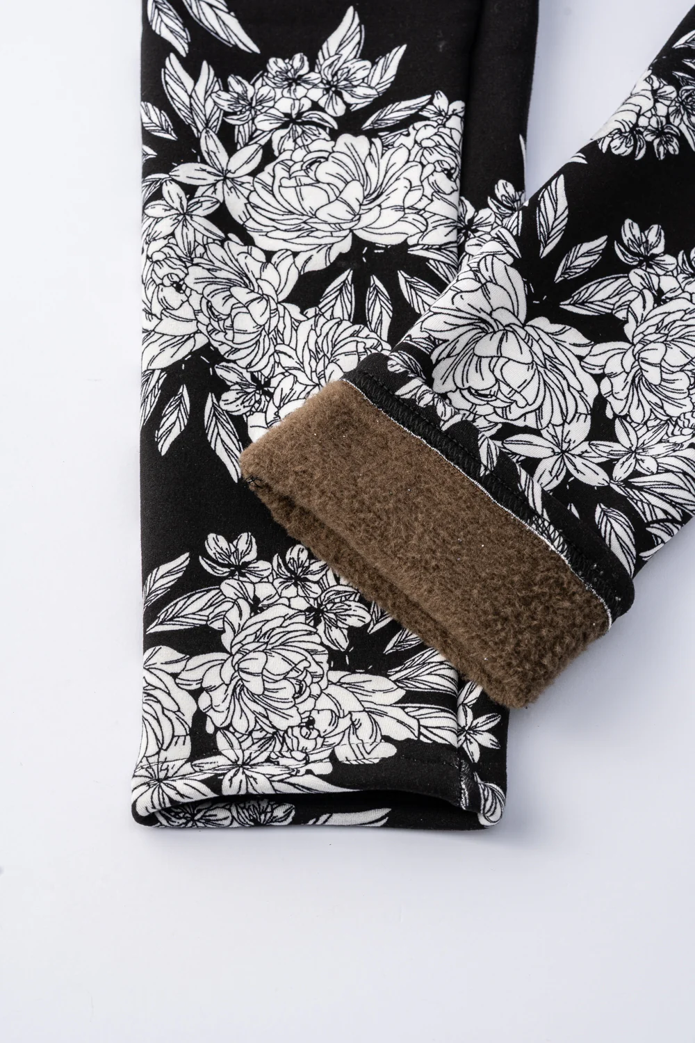 Black Floral - Cozy Lined Leggings - Image 6