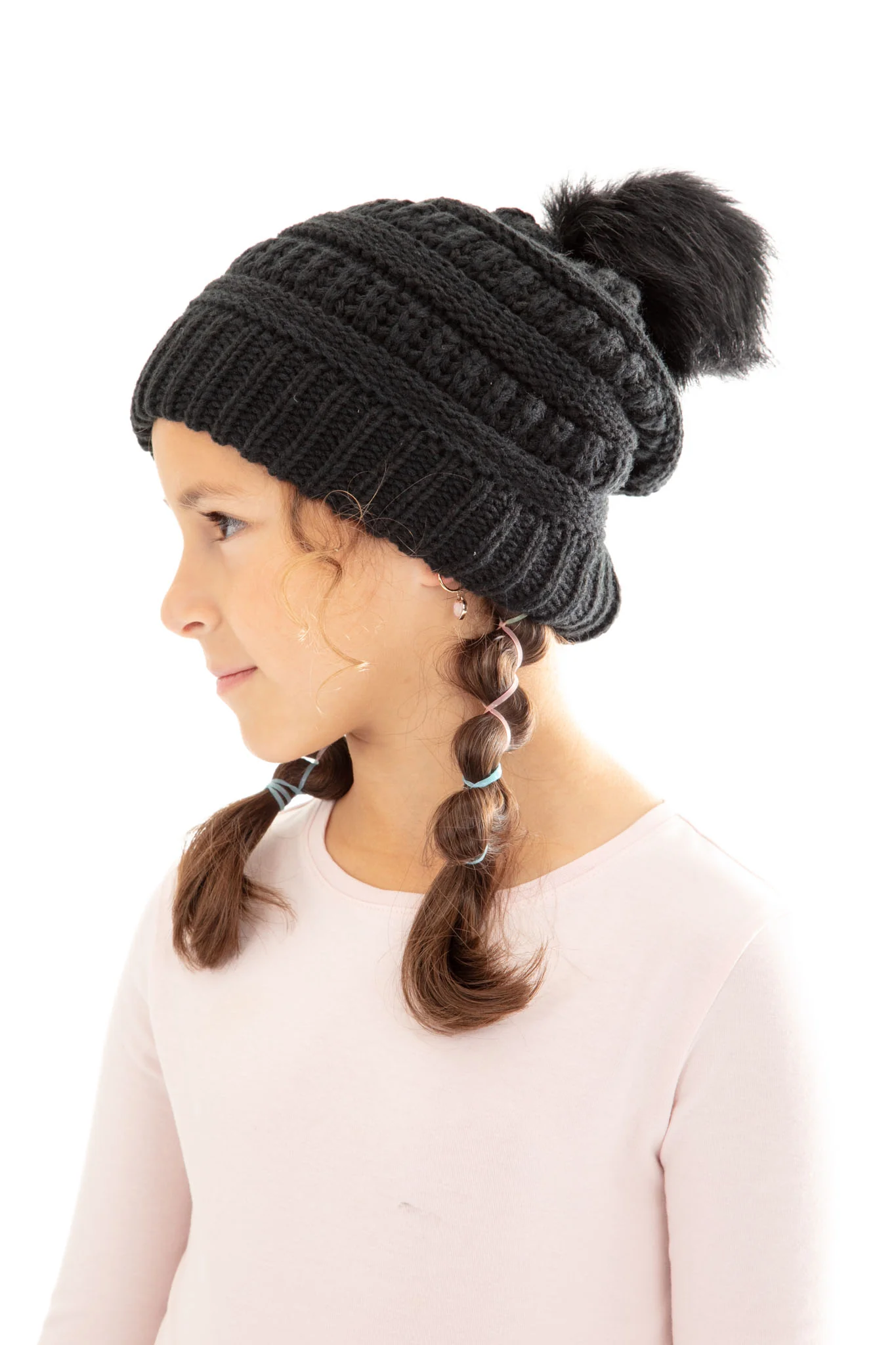 Black - Kid's Cozy Slouchy Beanie - Image 4