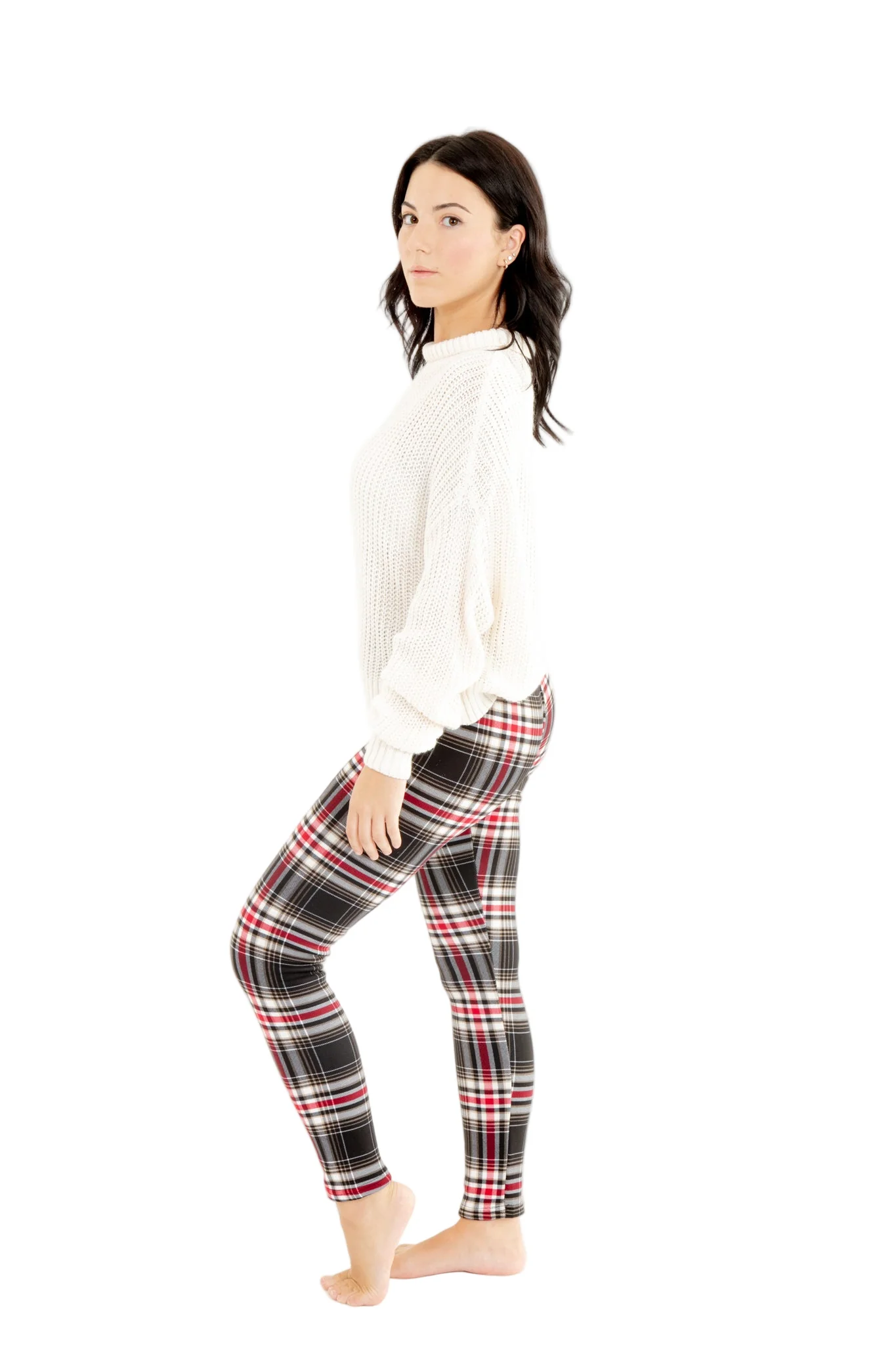 Black Plaid - Cozy Lined Leggings - Image 4