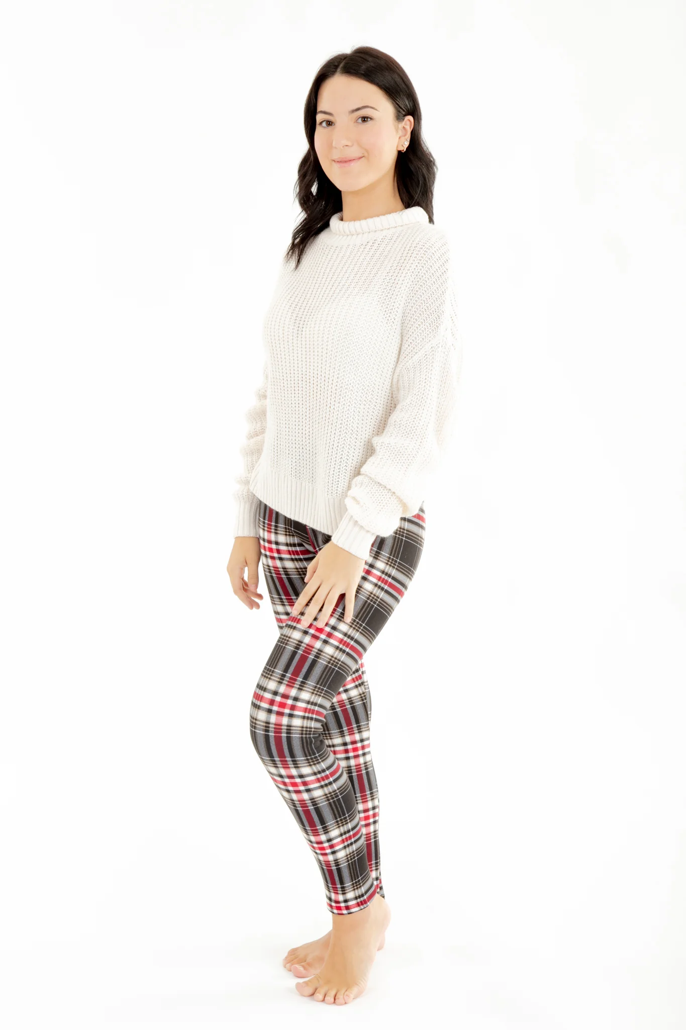 Black Plaid - Cozy Lined Leggings - Image 6