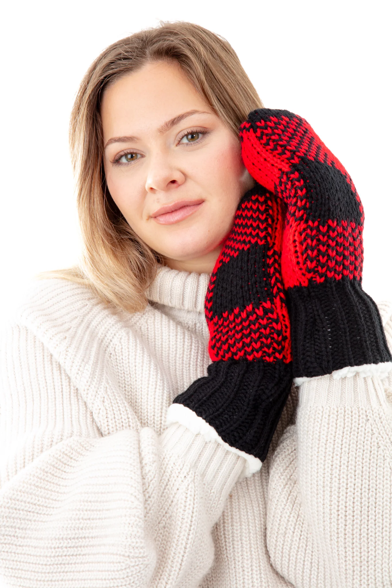 Black & Red - Cozy Lined Mittens - Image 3