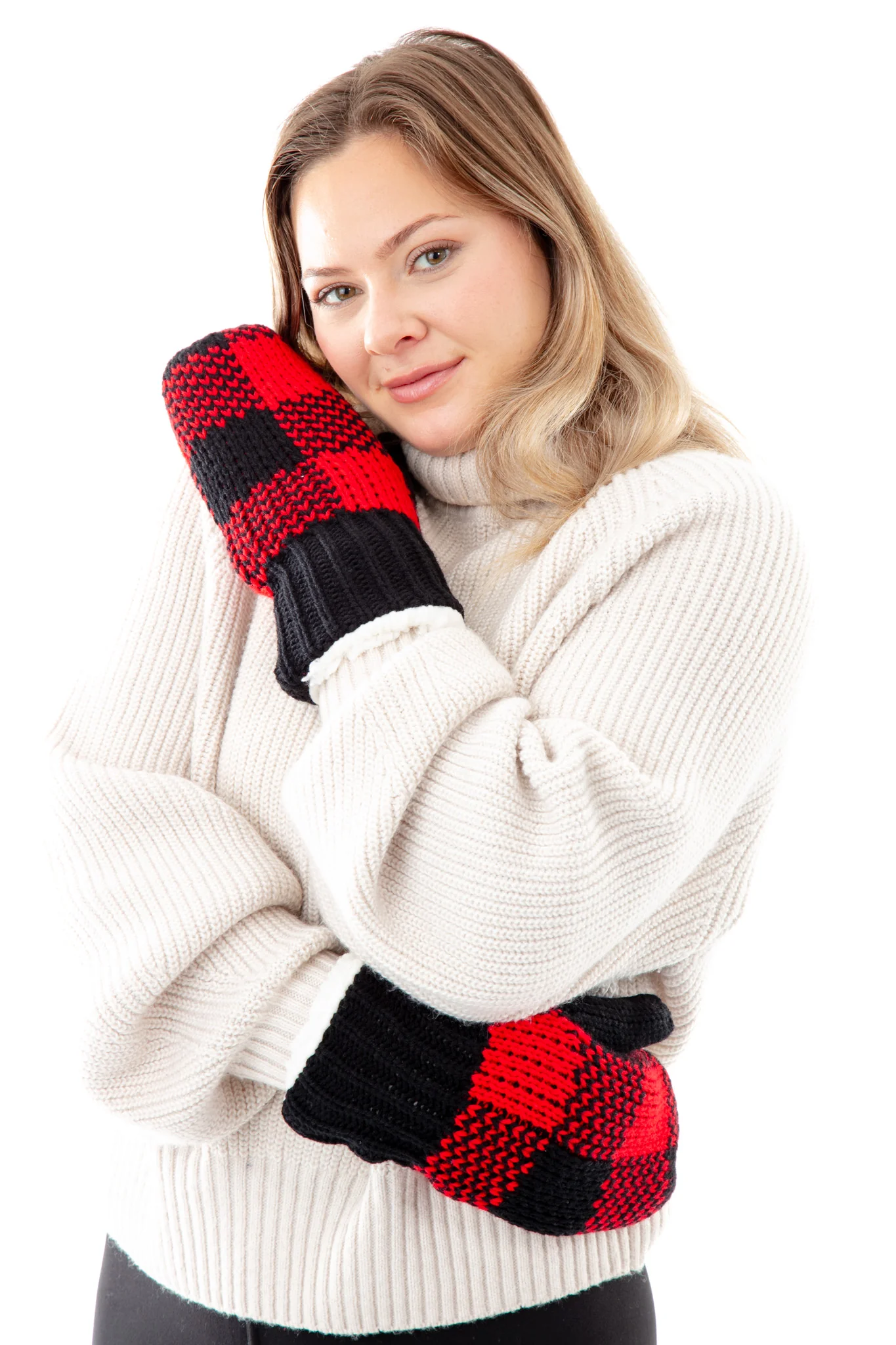 Black & Red - Cozy Lined Mittens - Image 5