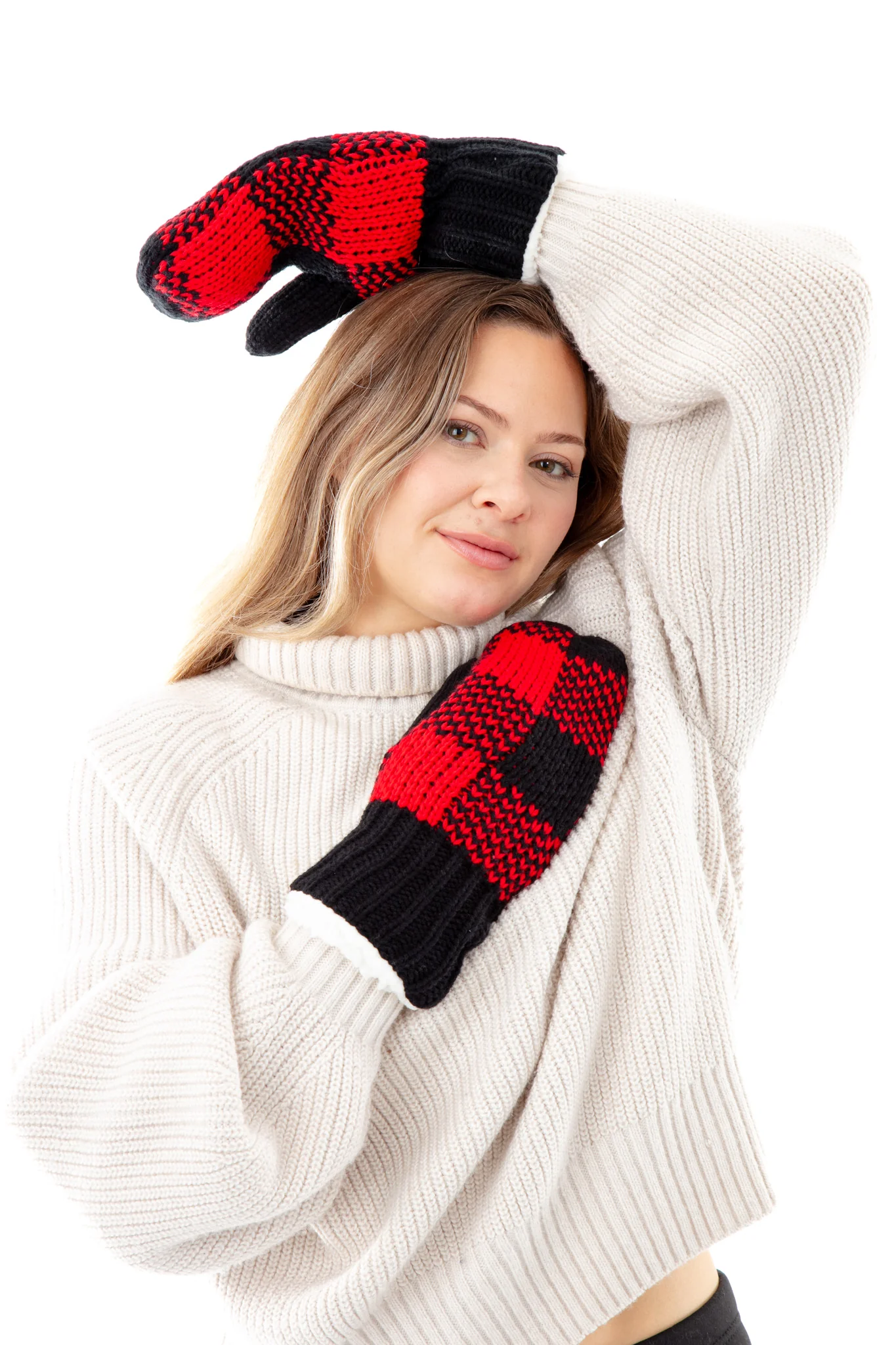 Black & Red - Cozy Lined Mittens - Image 7