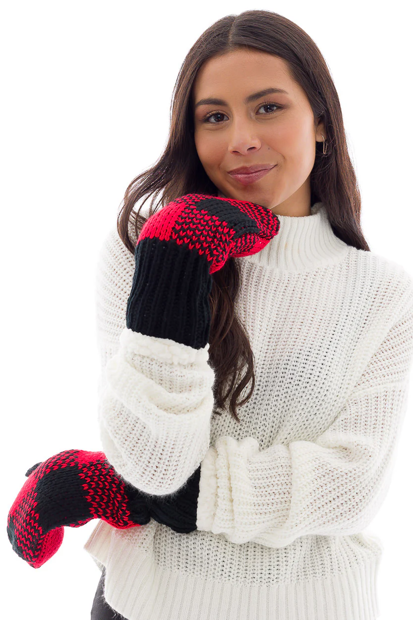 Black & Red - Cozy Lined Mittens - Image 8