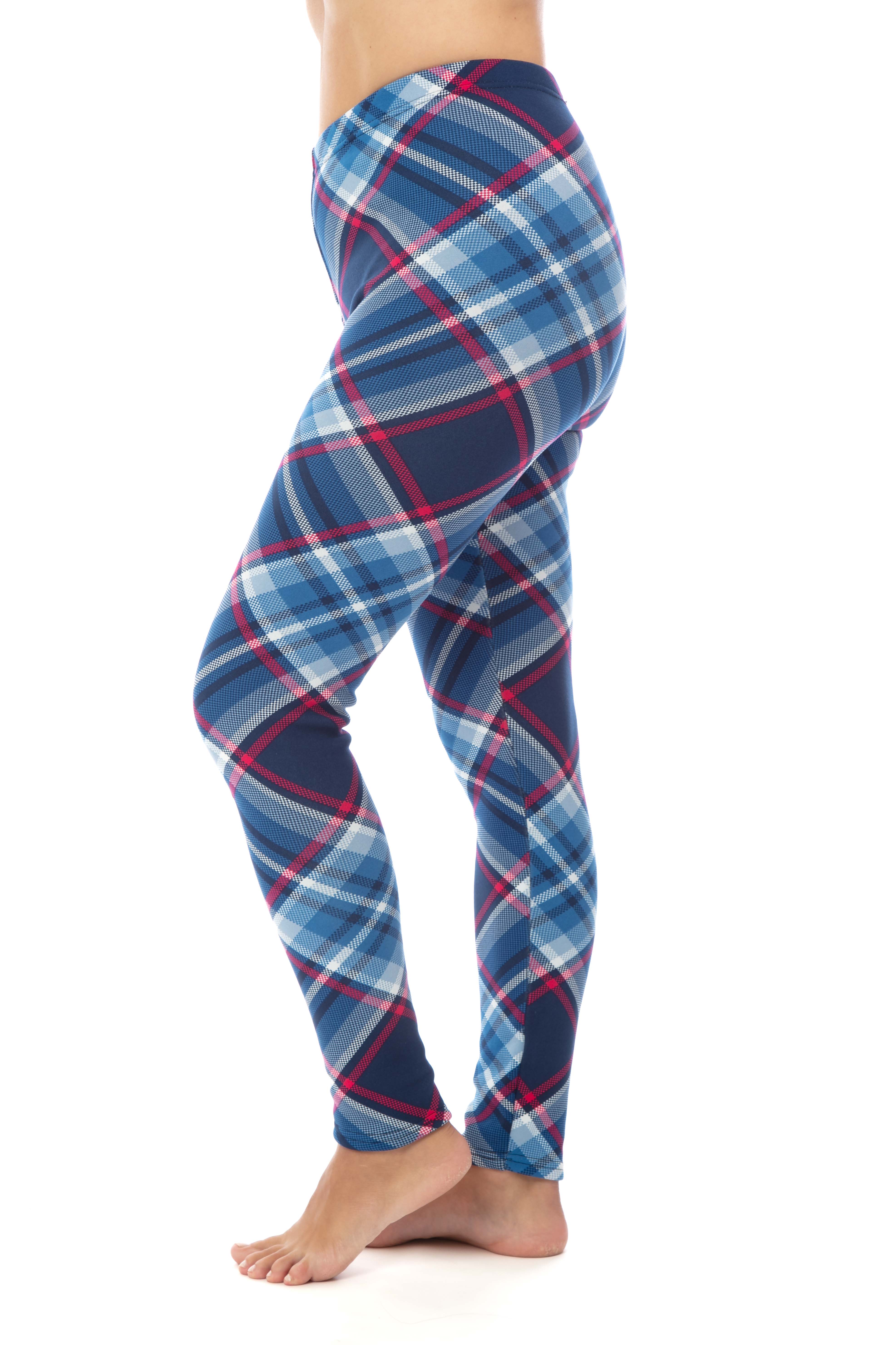Blue & Fuchsia Squares - Cozy Lined Leggings