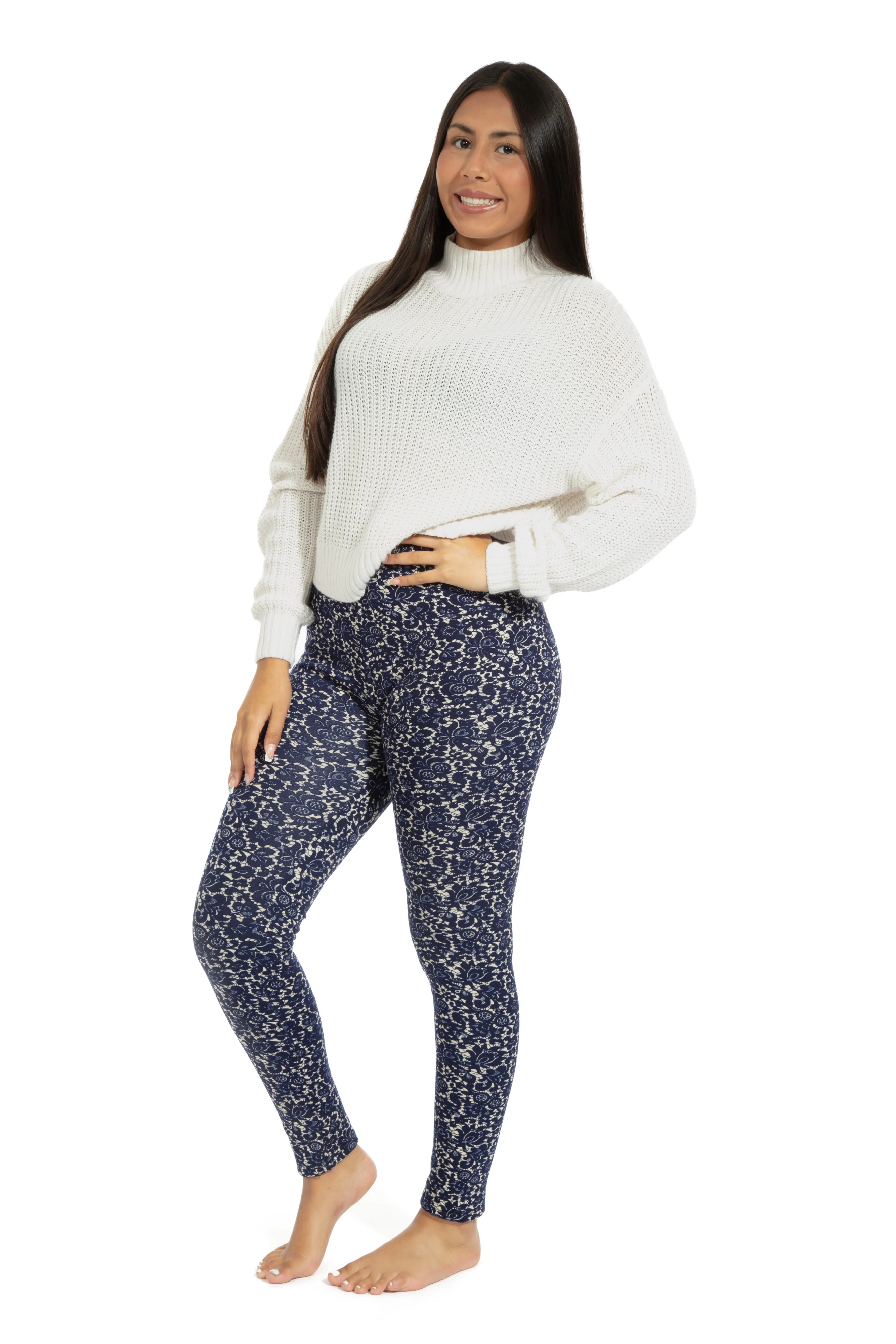 Blue Pattern - Cozy Lined Leggings - Image 2