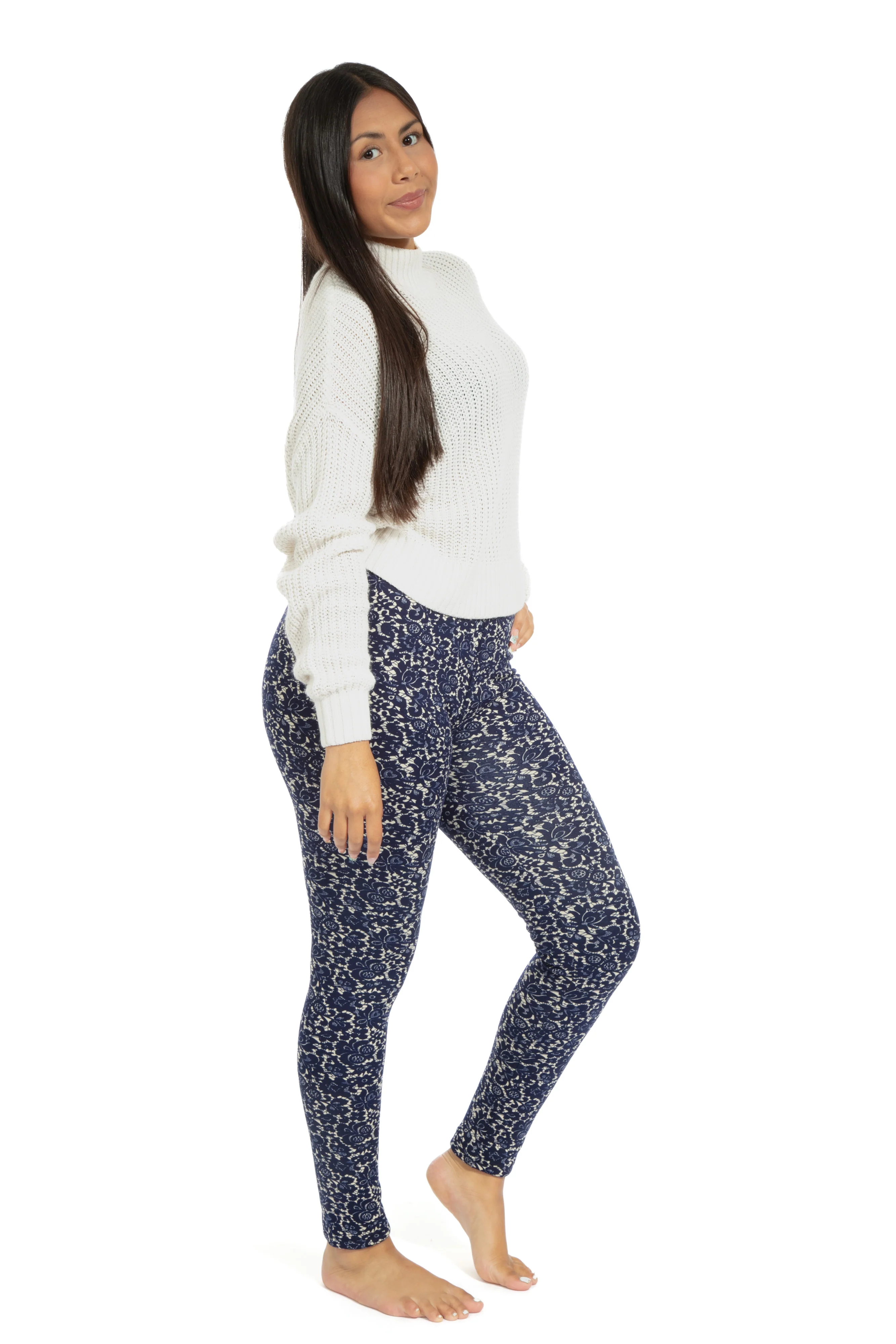 Blue Pattern - Cozy Lined Leggings - Image 3