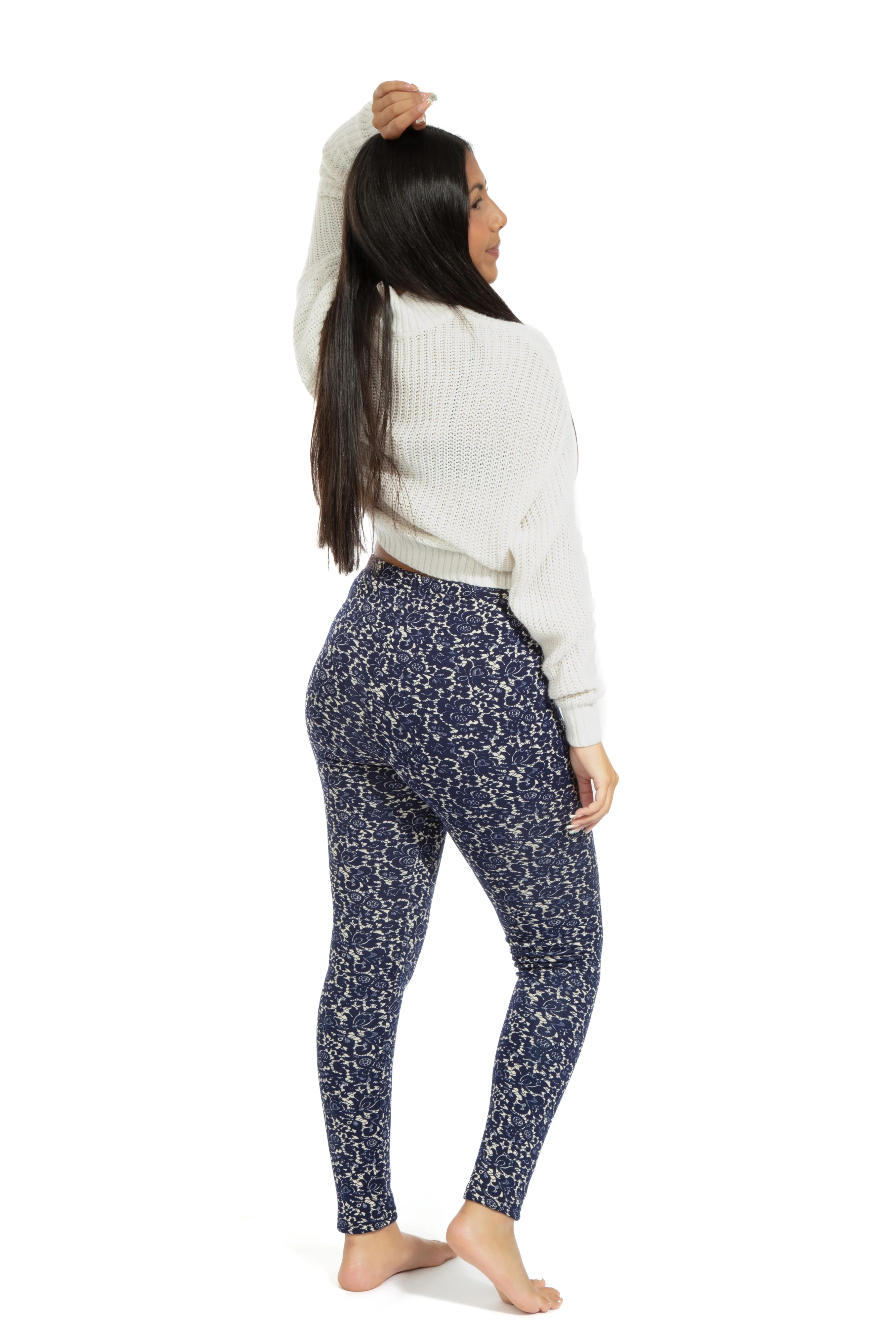 Blue Pattern - Cozy Lined Leggings - Image 5