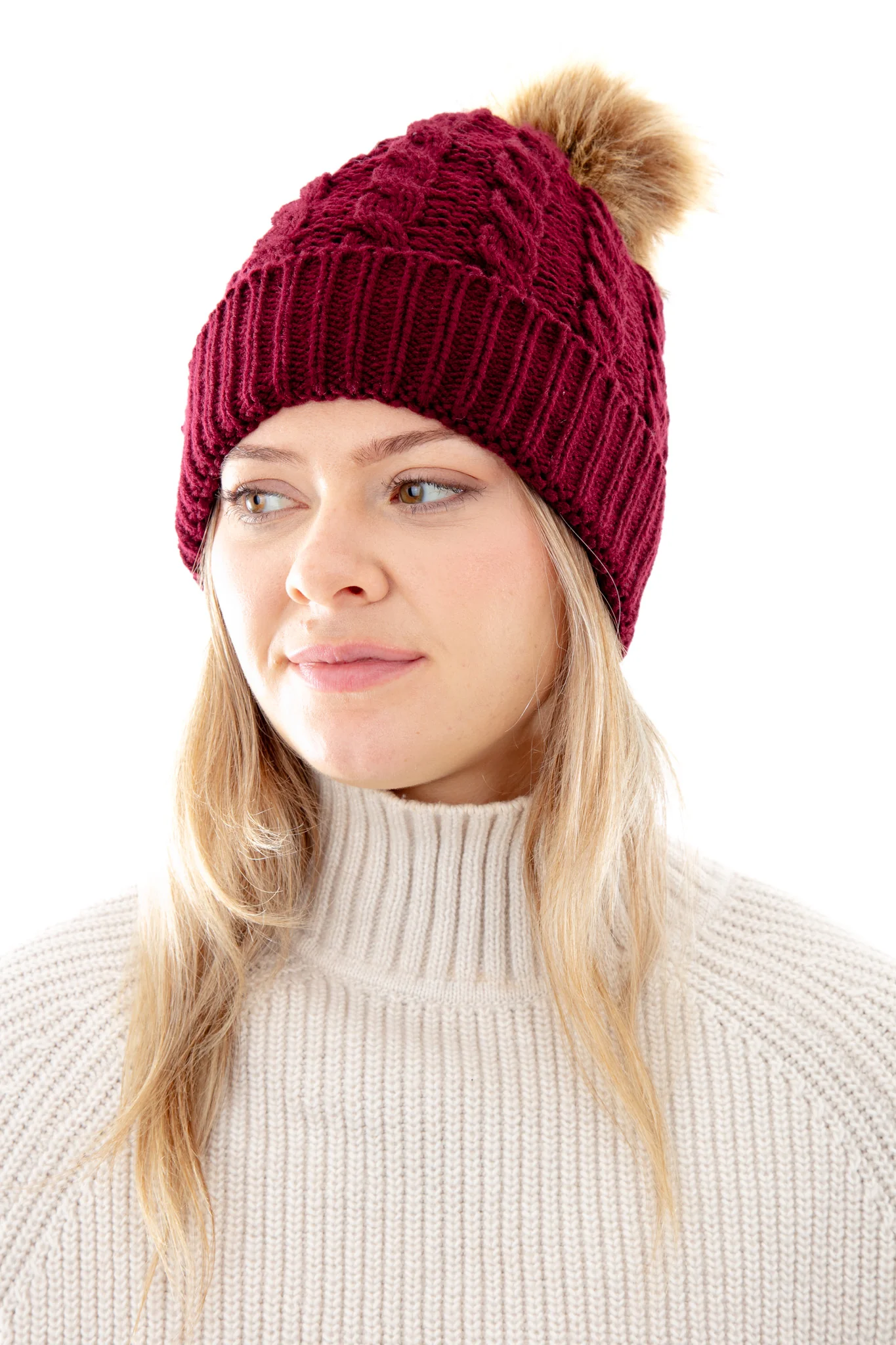 Burgundy - Cozy Lined Hat - Image 3