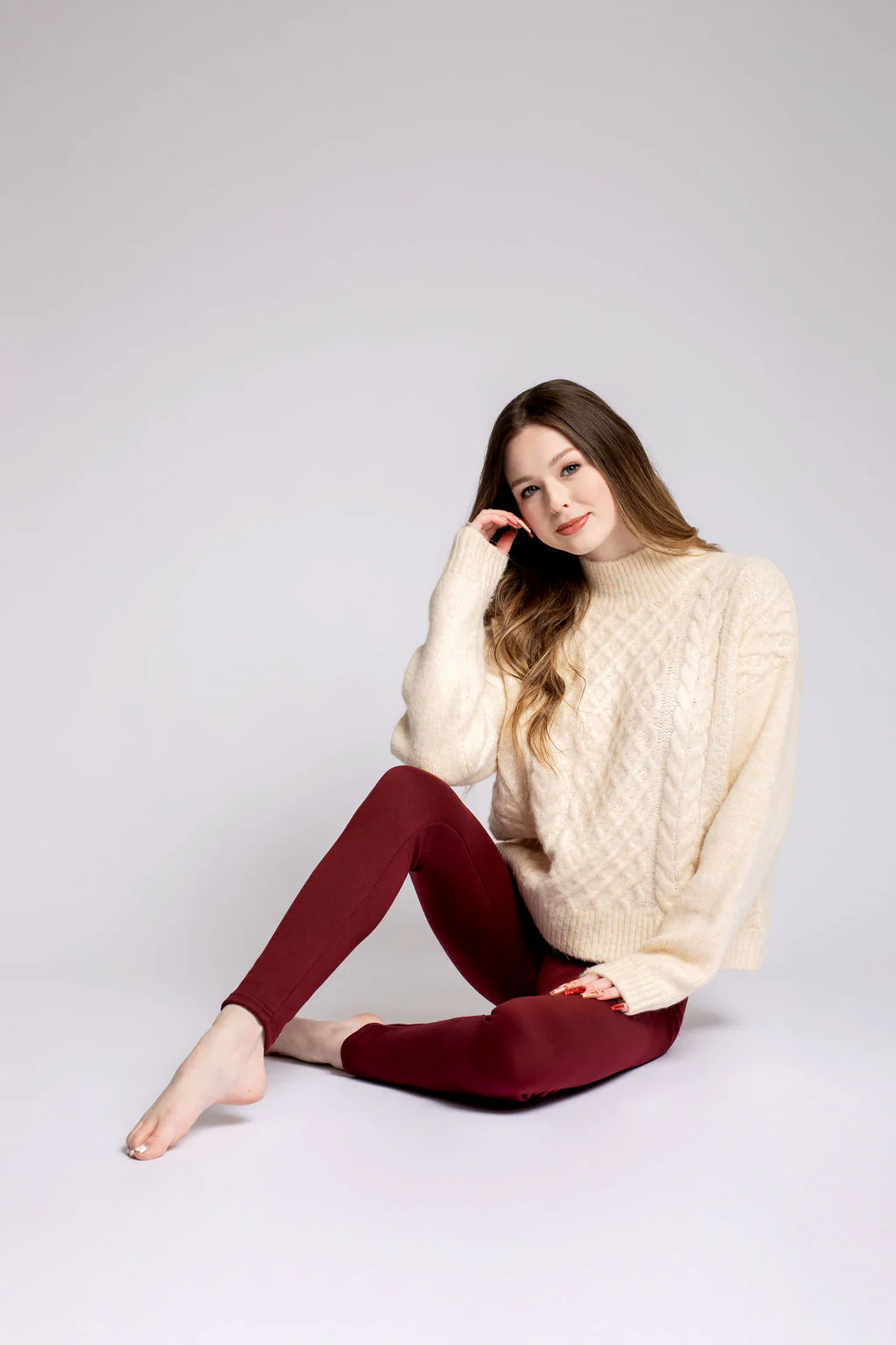 Burgundy - Cozy Lined Leggings - Image 5