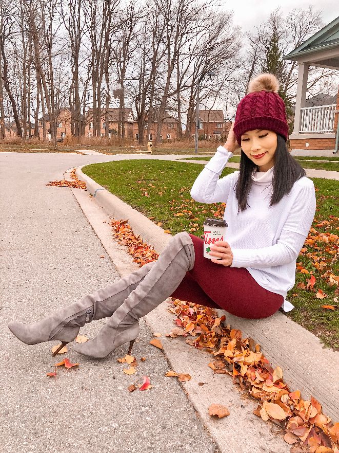 Burgundy - Cozy Lined Leggings - Image 9