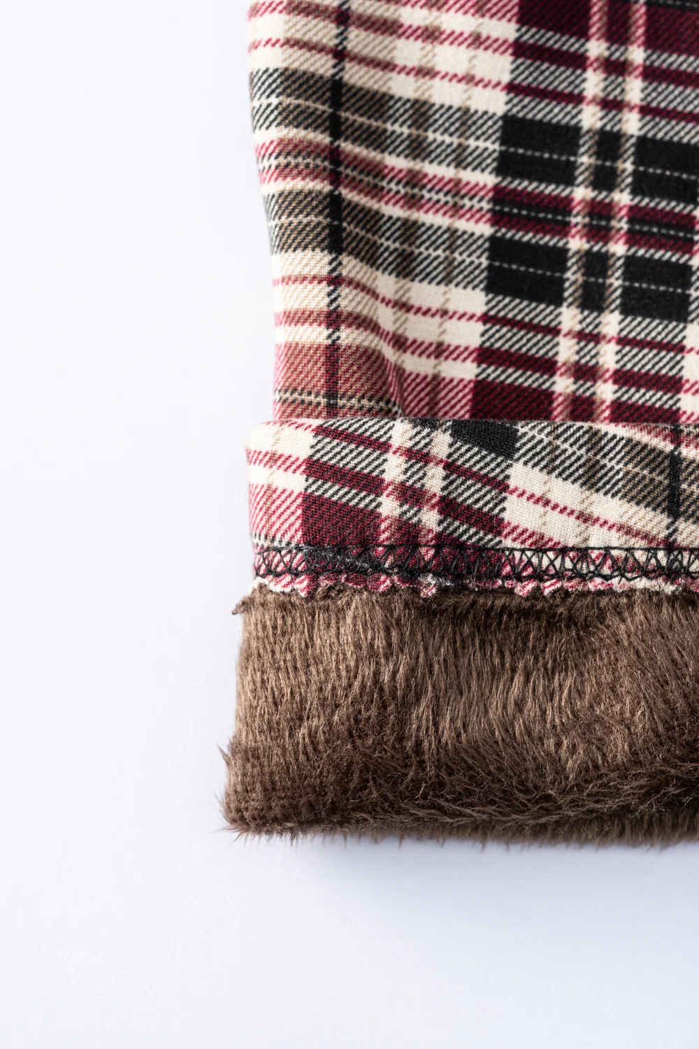 Burgundy Plaid - Cozy Lined Leggings - Image 8