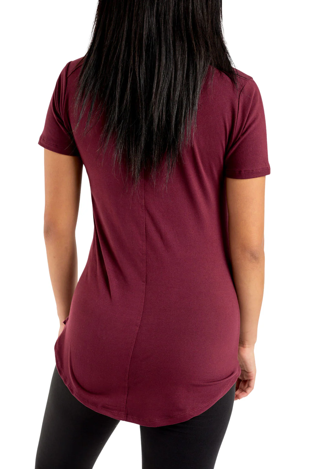 Burgundy - Short Sleeve Tunic Top - Image 3