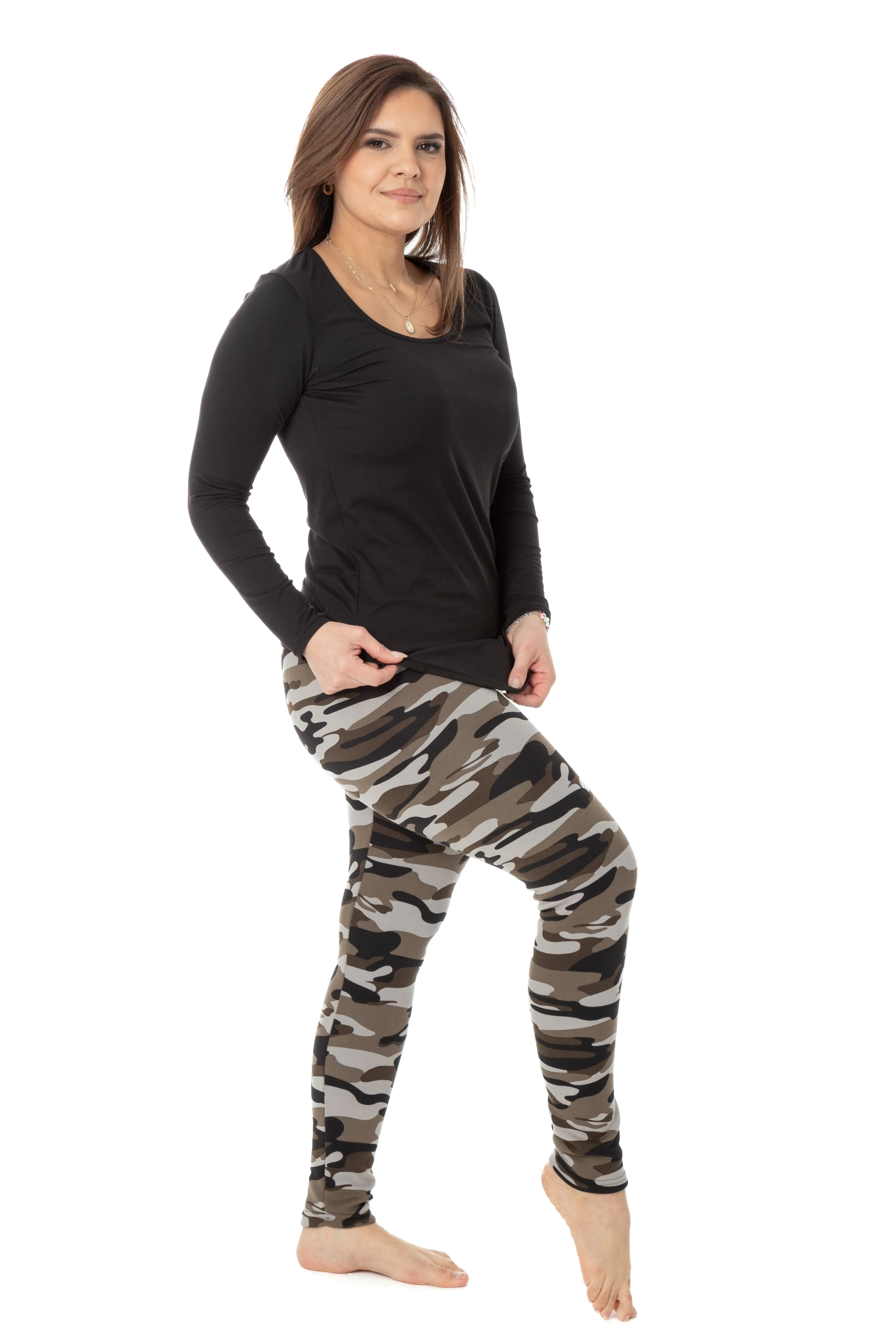 Grey Camouflage - Cozy Lined Leggings - Image 5