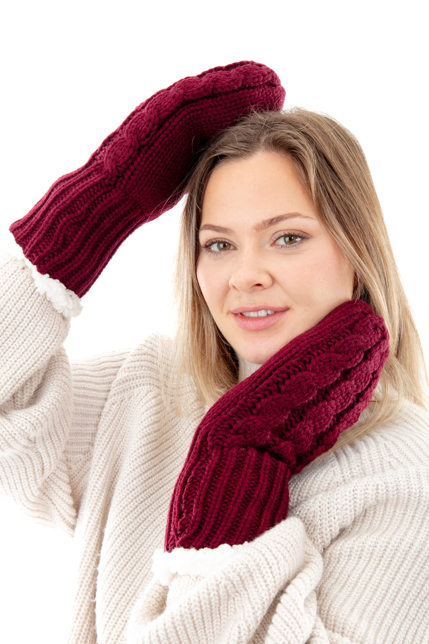 Dark Cherry - Cozy Lined Mittens - Image 8