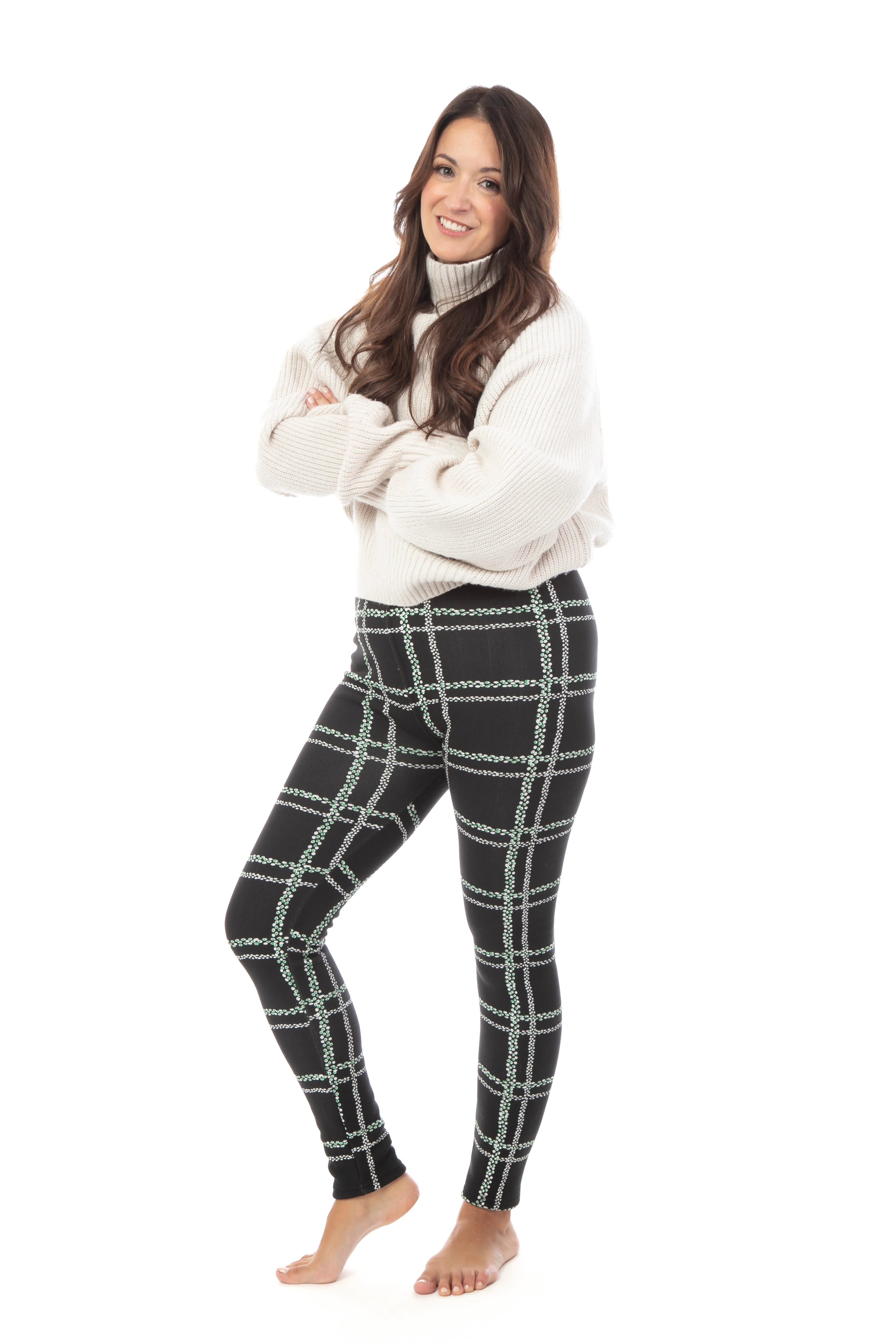 Dots in Black - Cozy Lined Leggings - Image 5