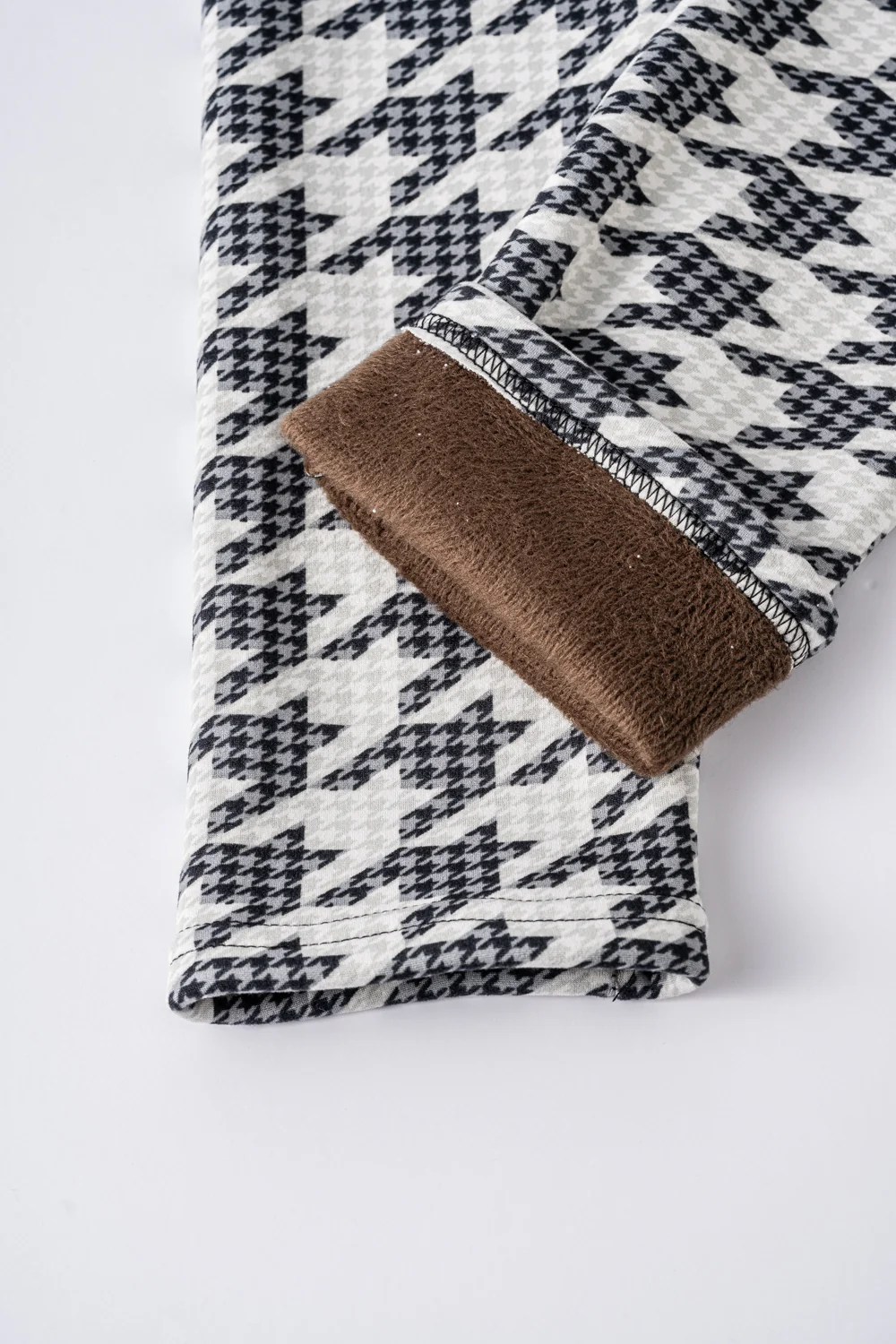 Gray Houndstooth - Cozy Lined Leggings - Image 6