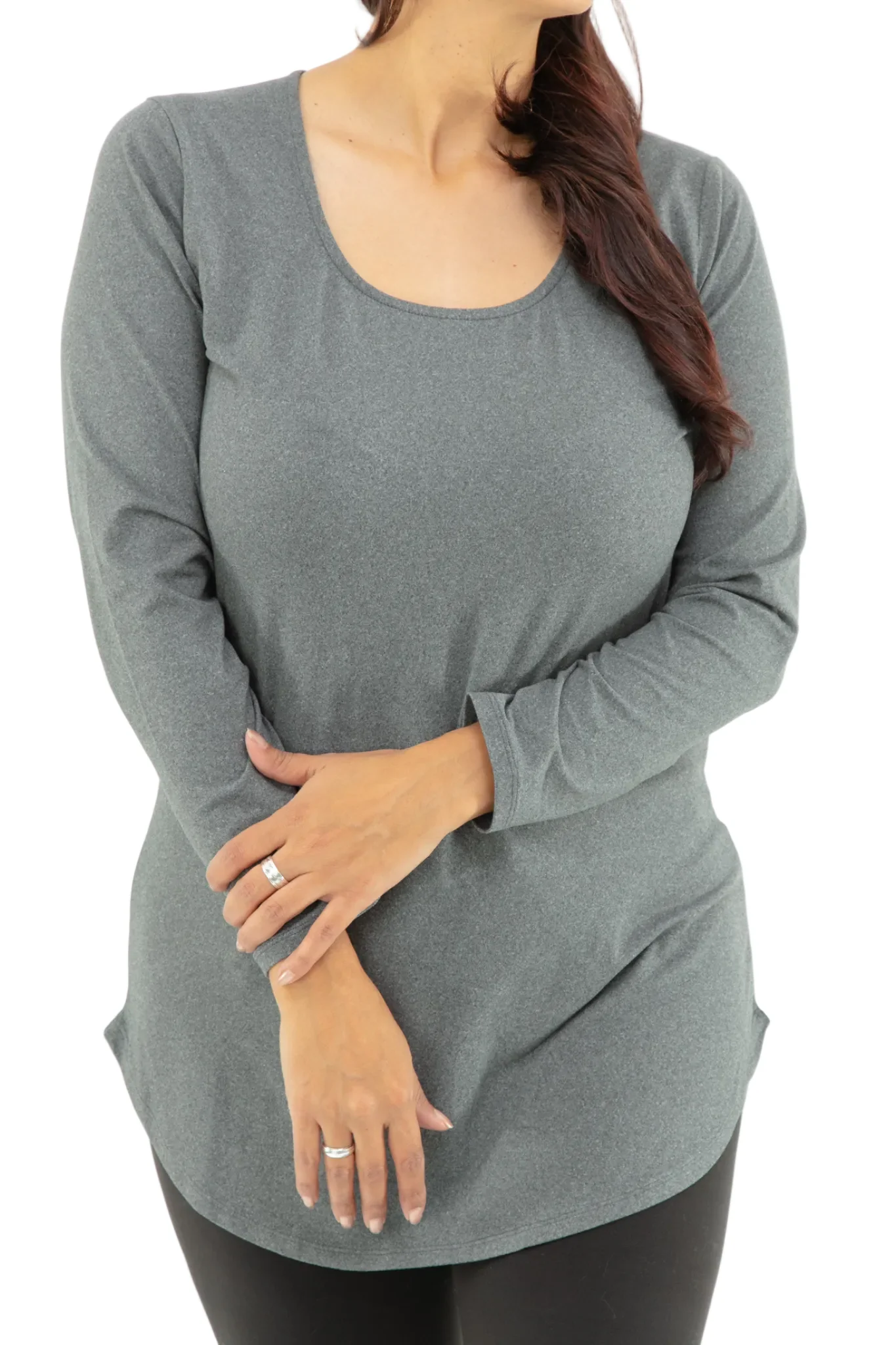 Gray - Long Sleeve Tunic Top - Image 3
