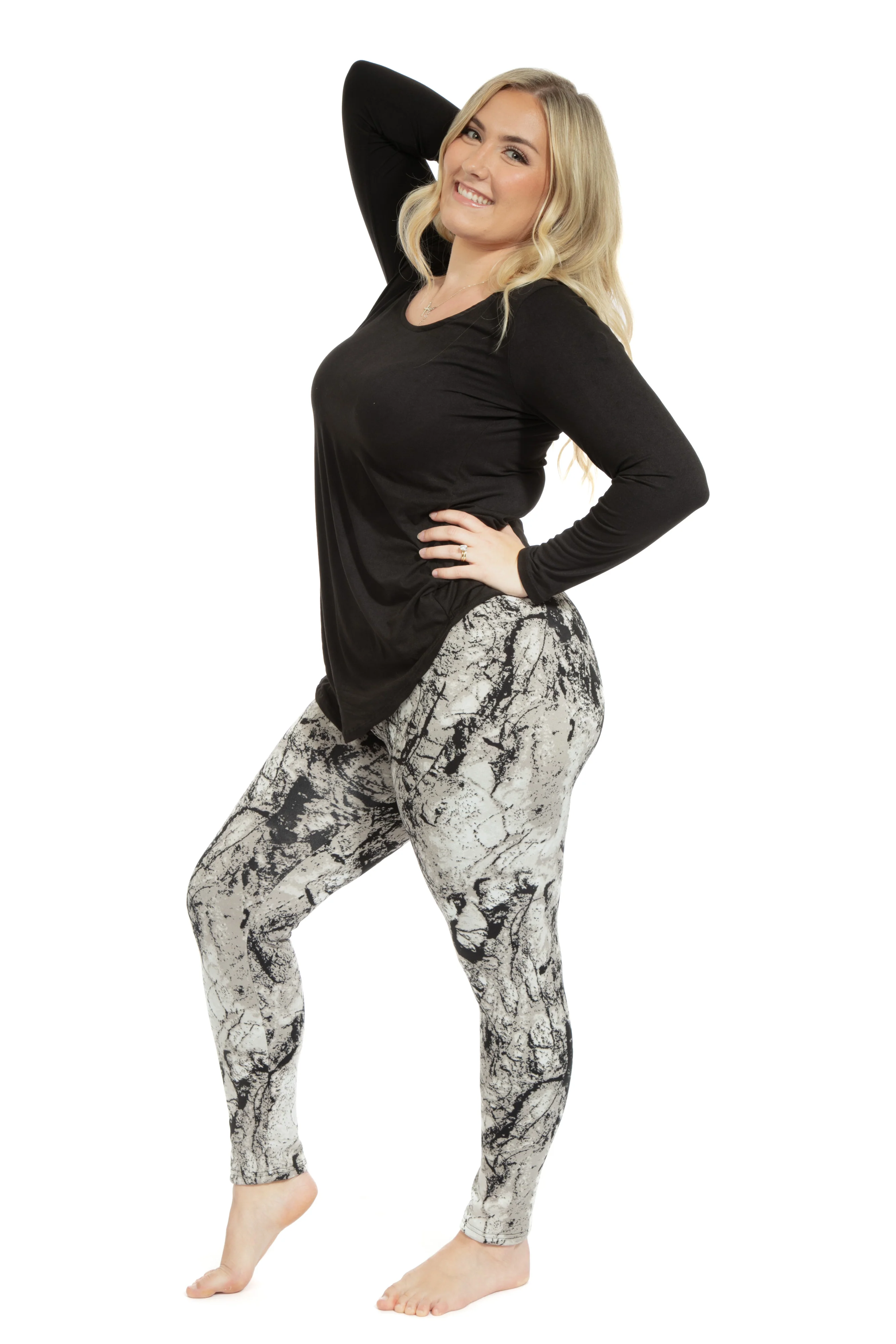 Gray Marble - Cozy Lined Leggings - Image 5