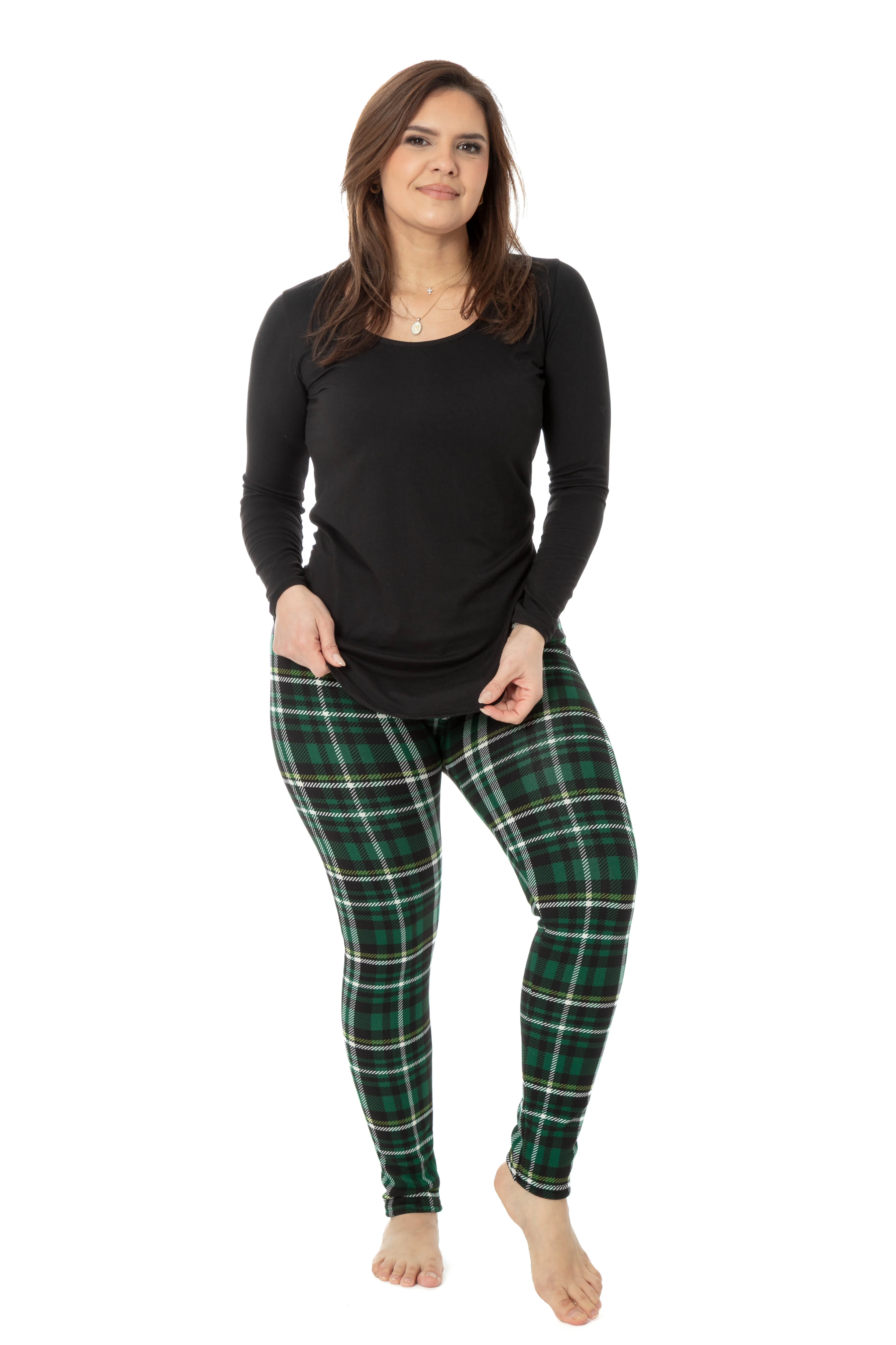 Green Tartan - Cozy Lined Leggings - Image 5