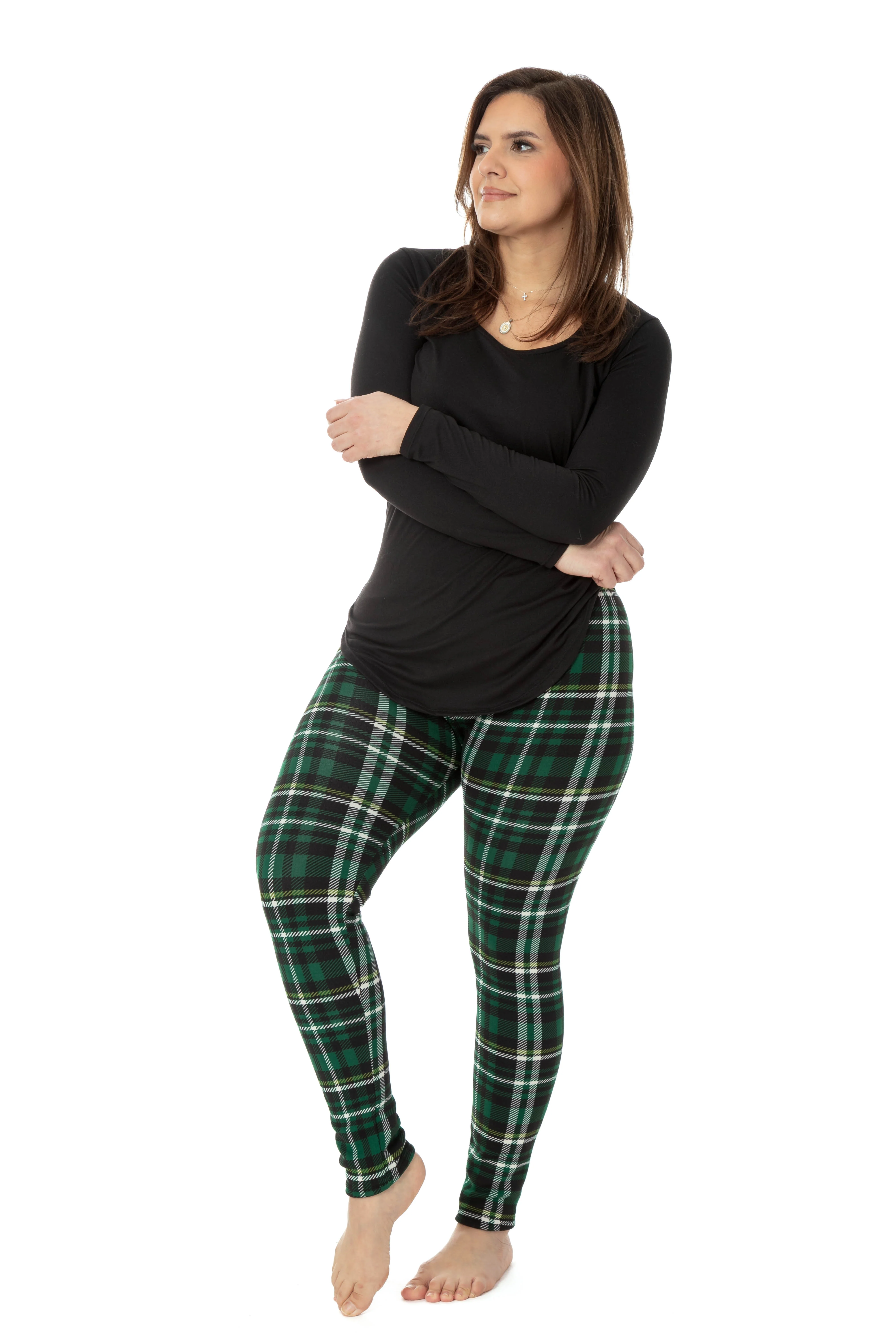 Green Tartan - Cozy Lined Leggings - Image 6