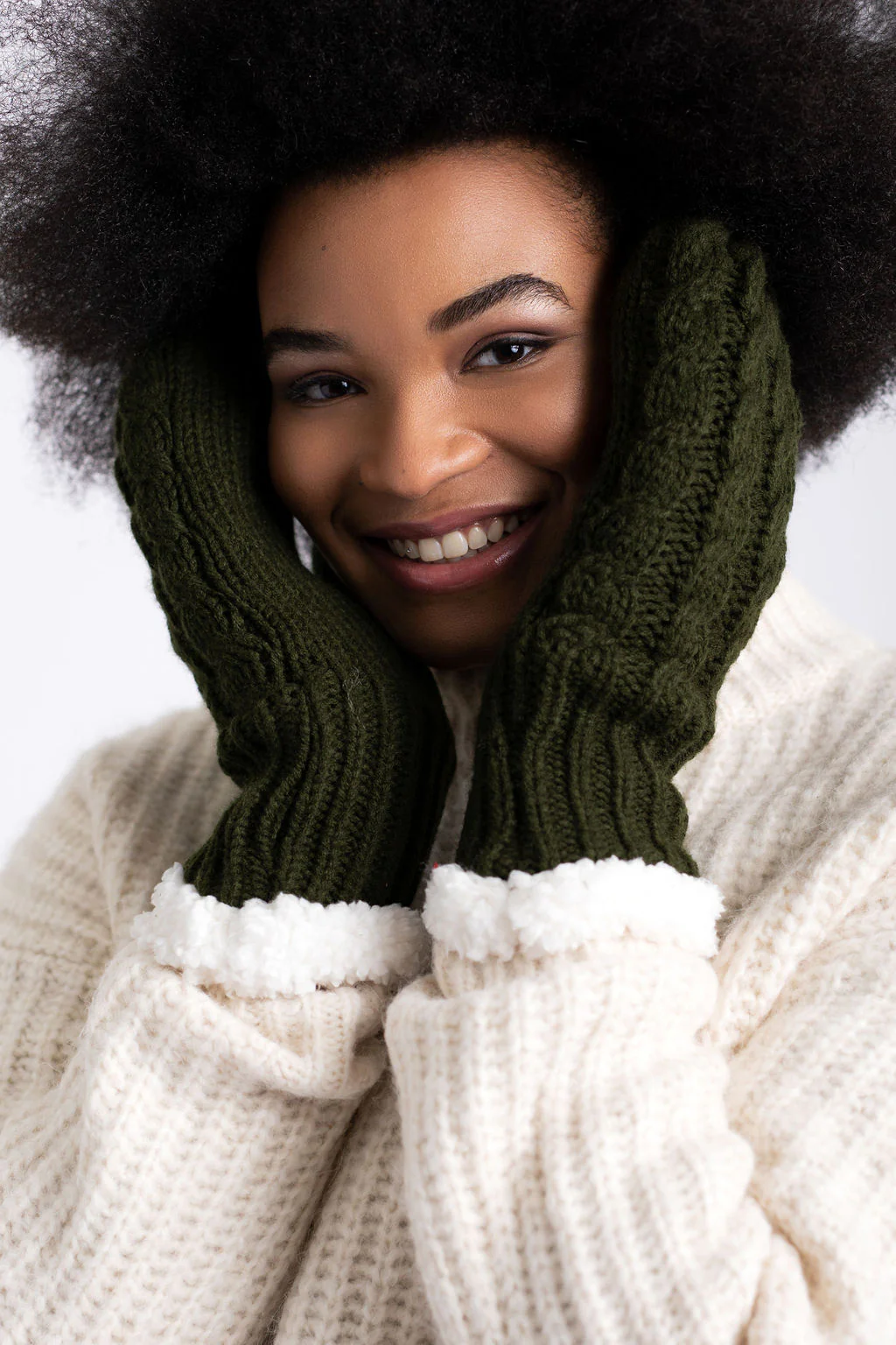 Green - Cozy Lined Mittens - Image 2