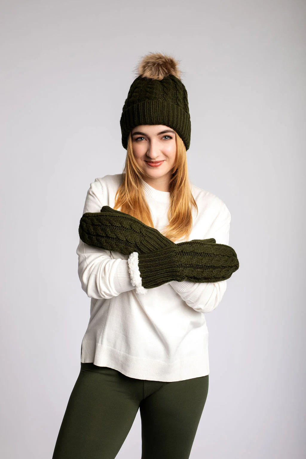 Green - Cozy Lined Mittens - Image 4
