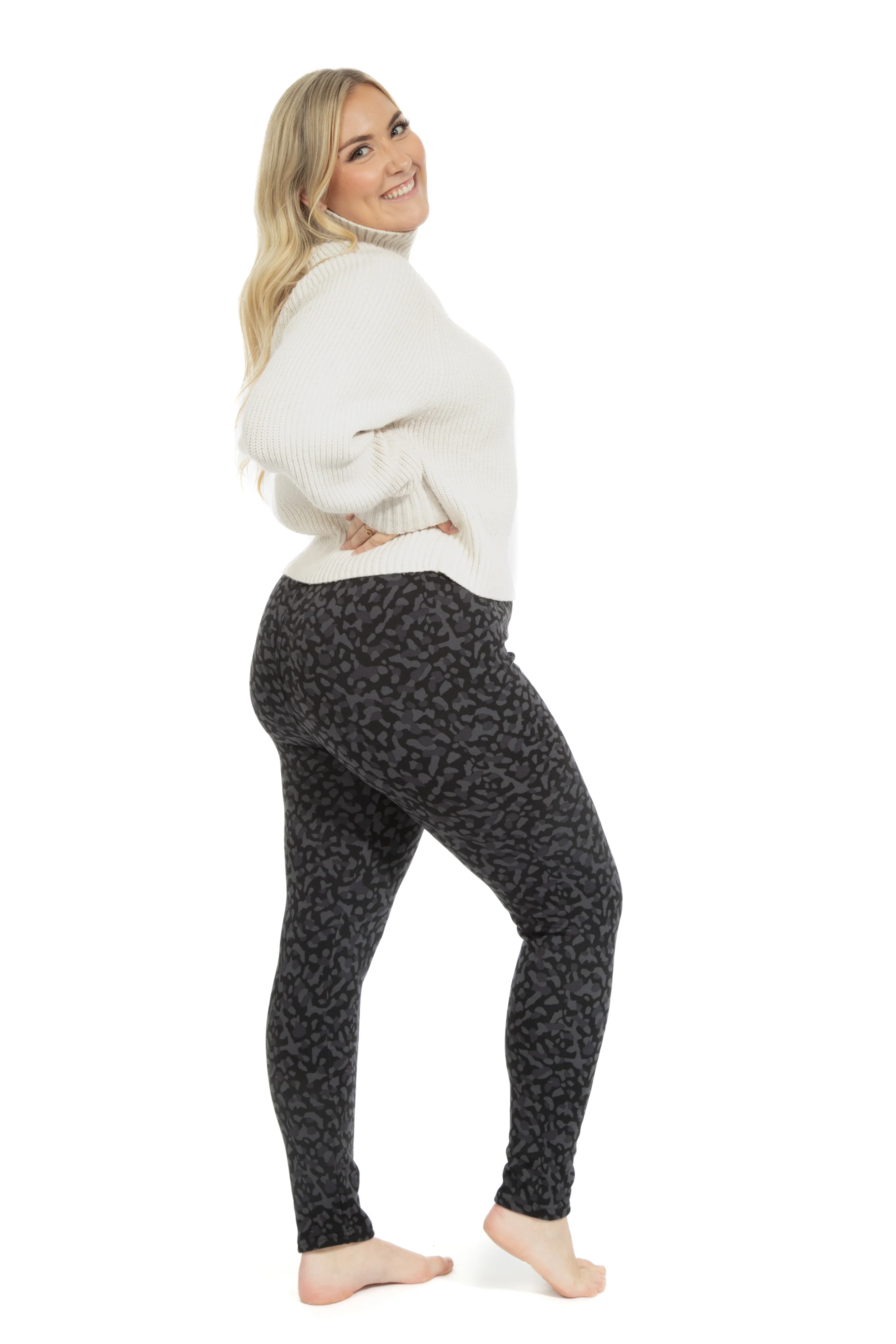 Grey Cheetah - Cozy Lined Leggings - Image 4