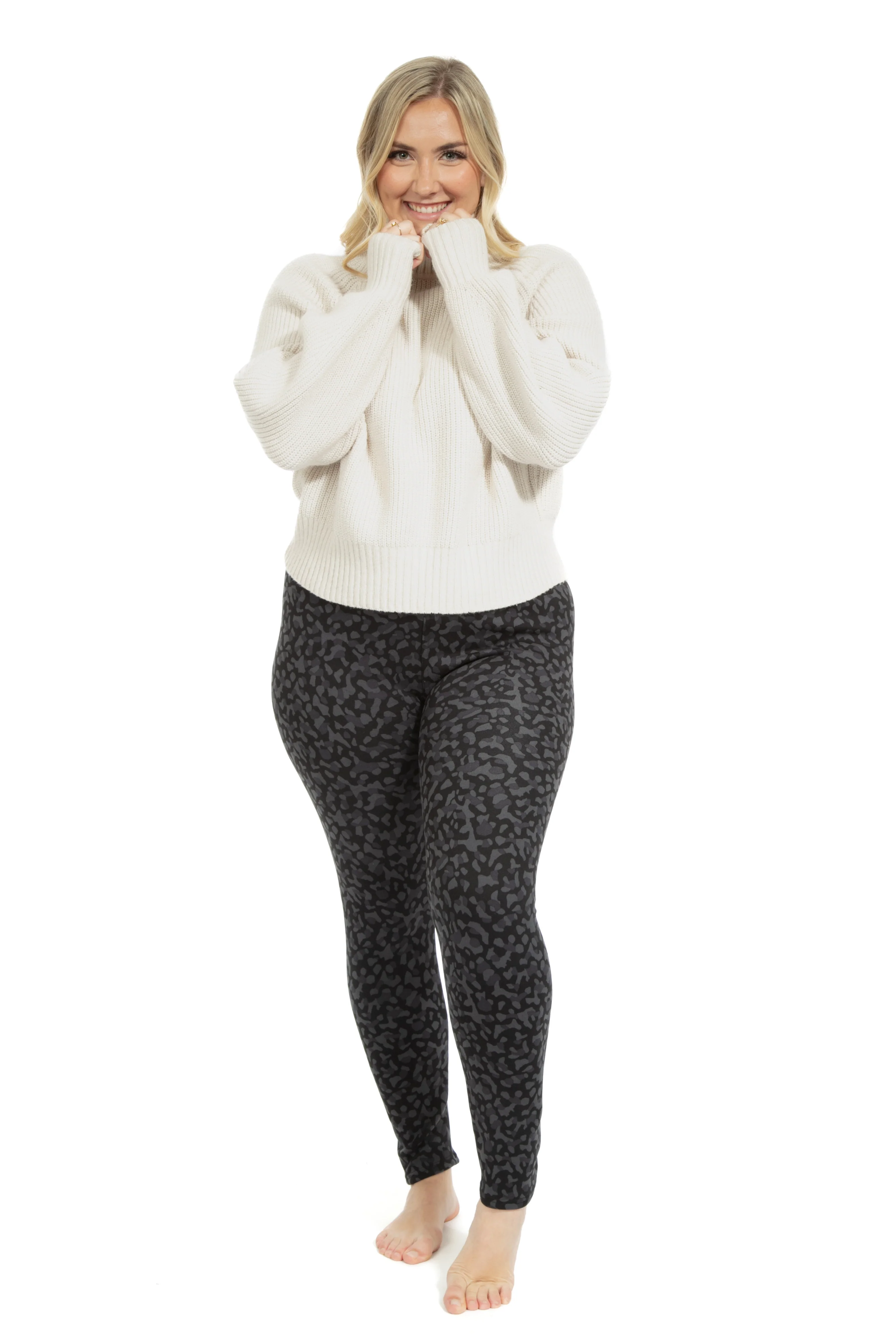 Grey Cheetah - Cozy Lined Leggings - Image 5