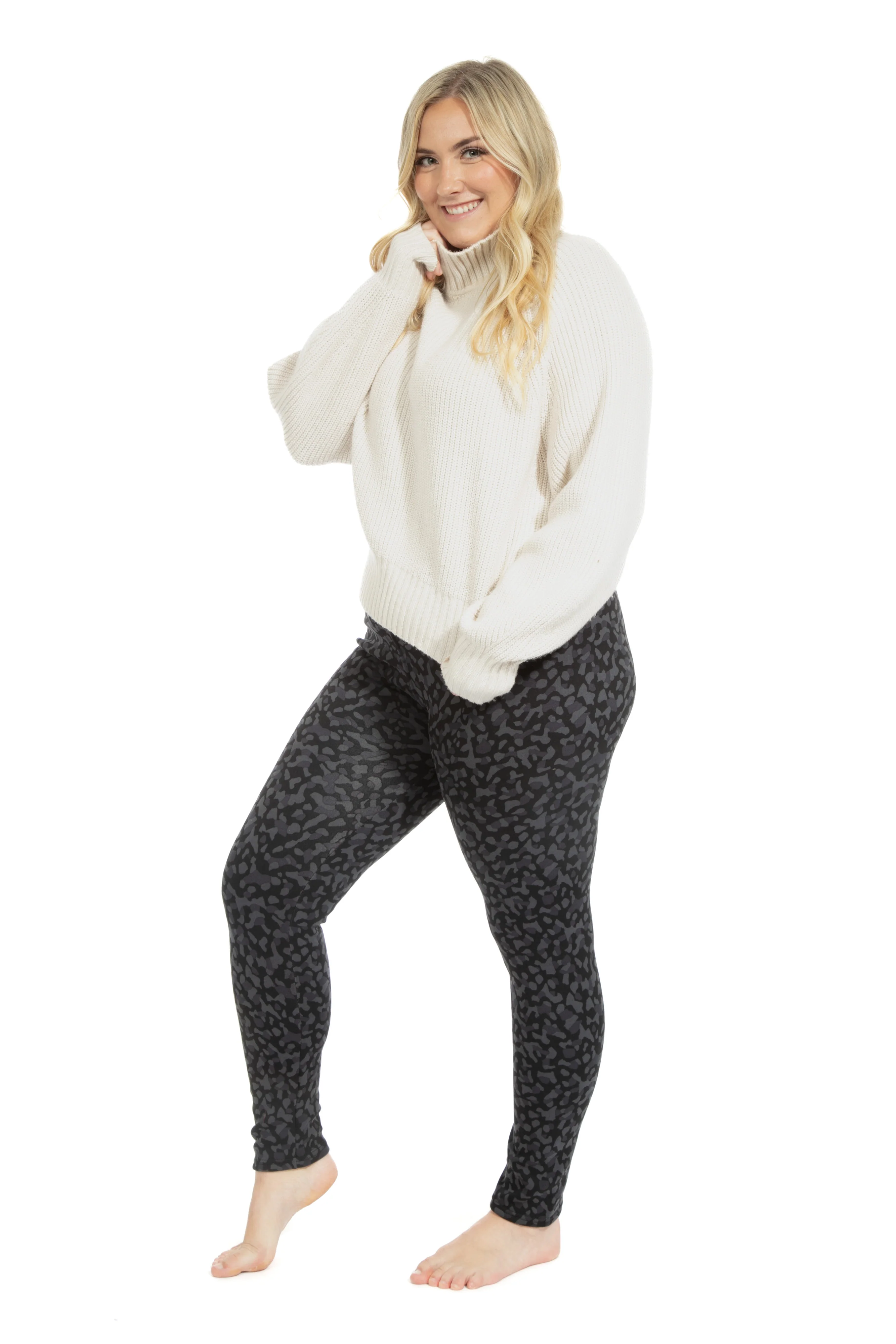 Grey Cheetah - Cozy Lined Leggings - Image 6