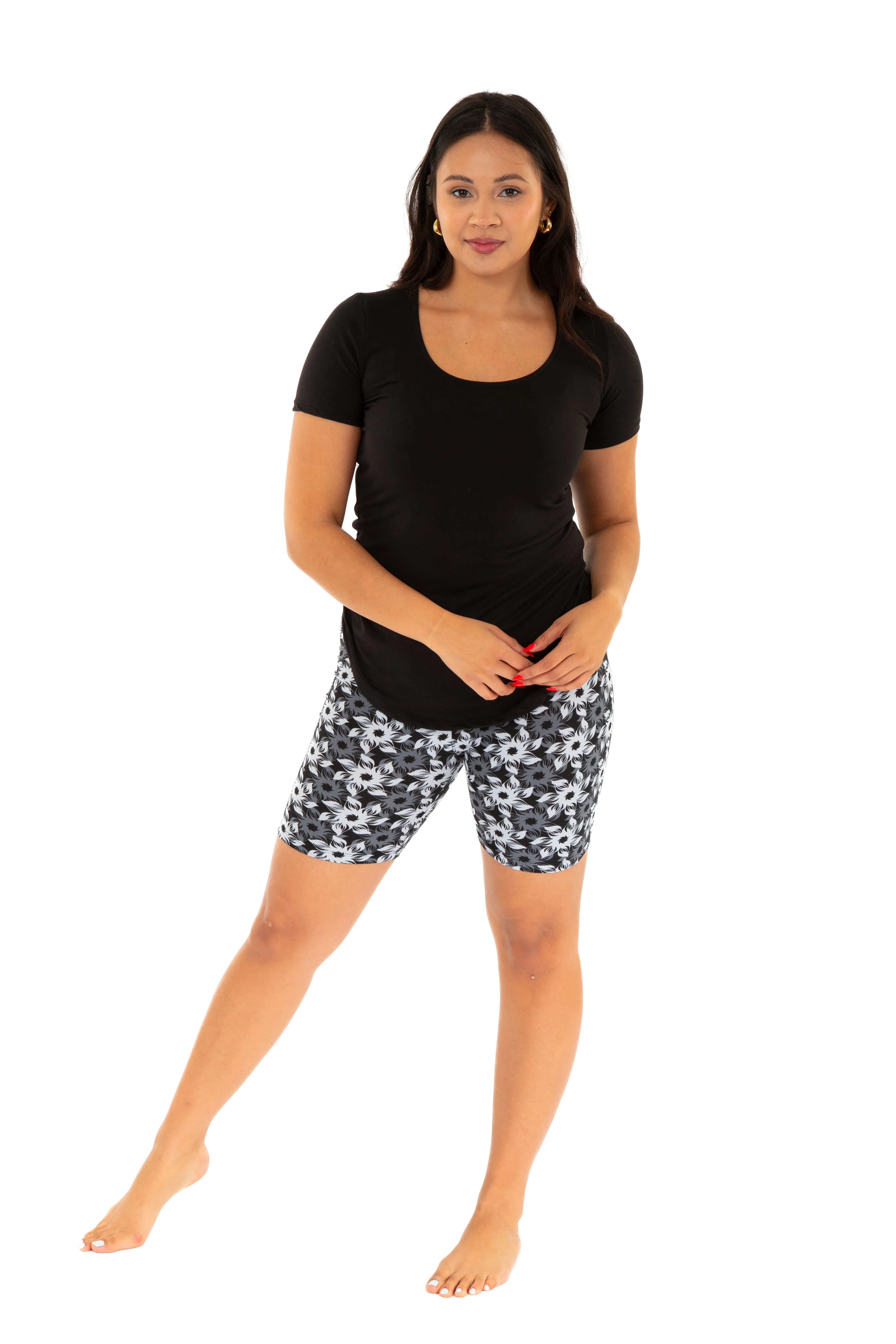 Grey & White Flowers - Shorts - Image 4