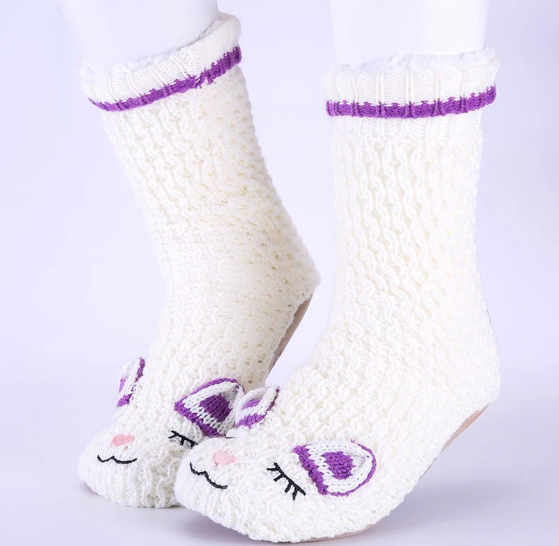 White & Purple - Cozy Slipper Socks - Image 6