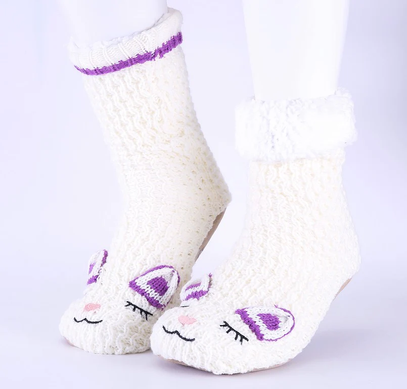 White & Purple - Cozy Slipper Socks - Image 8