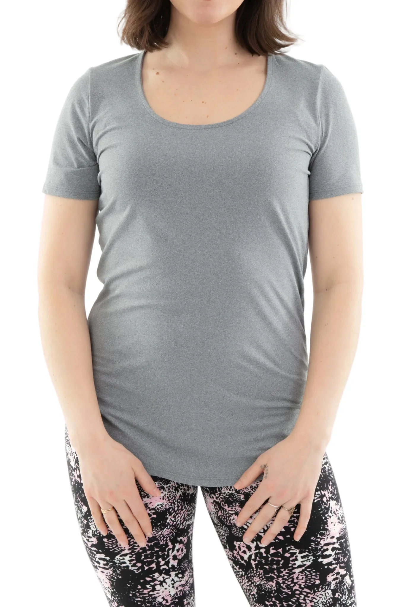 Light Gray - Short Sleeve Tunic Top - Image 2