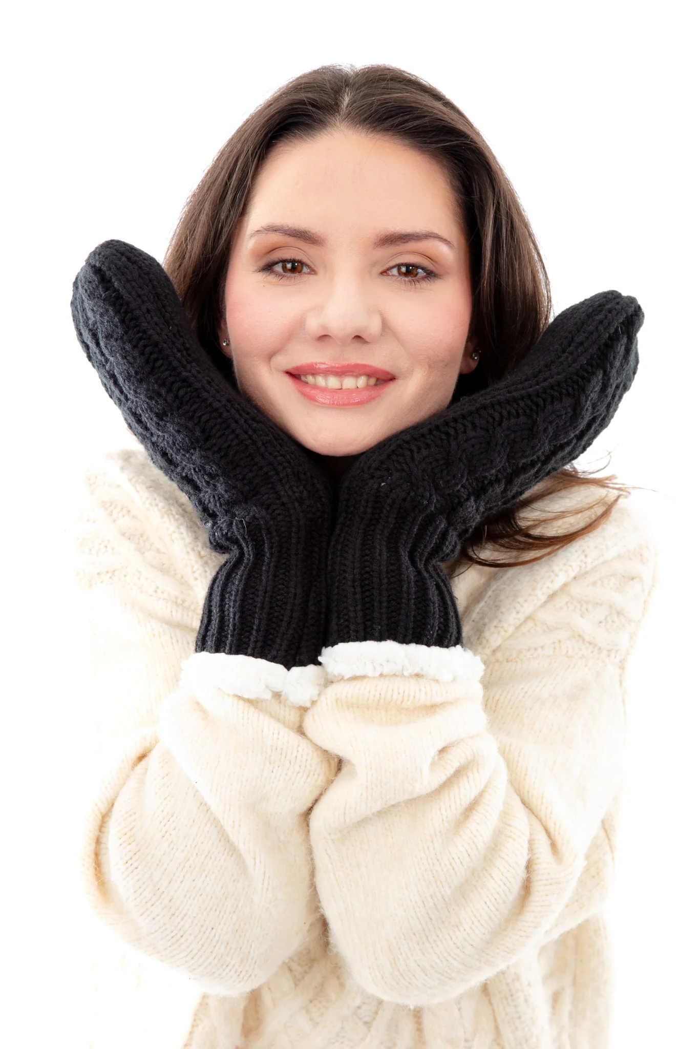 Black - Cozy Lined Mittens - Image 3