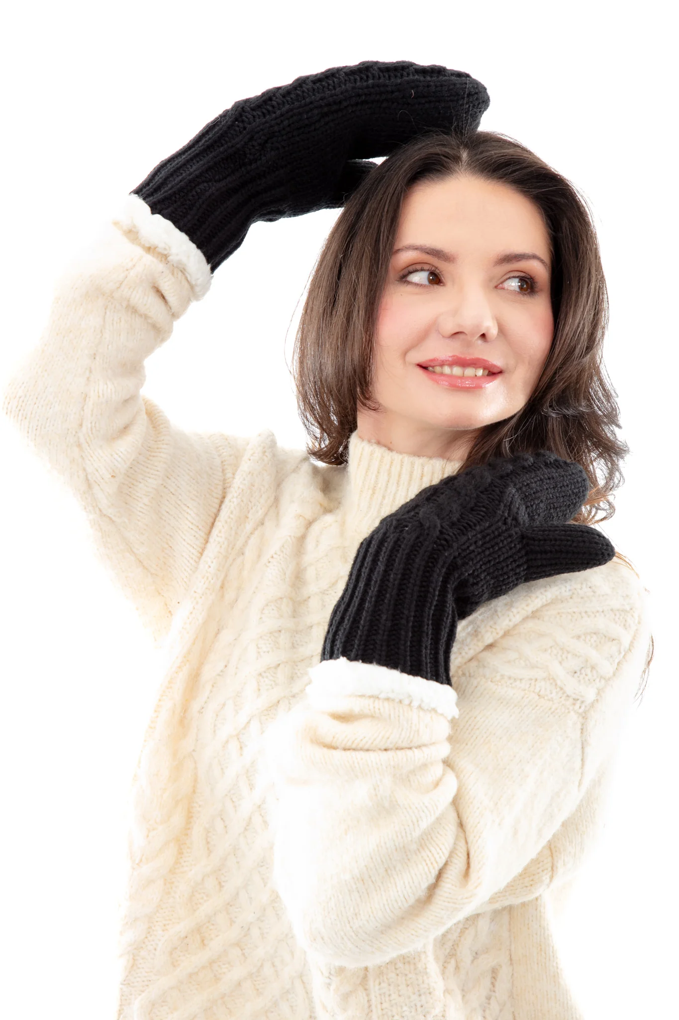 Black - Cozy Lined Mittens - Image 6