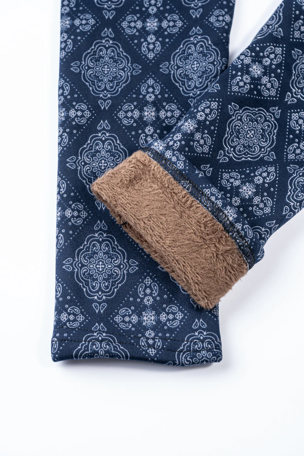 Navy Damask - Cozy Lined Leggings - Image 8