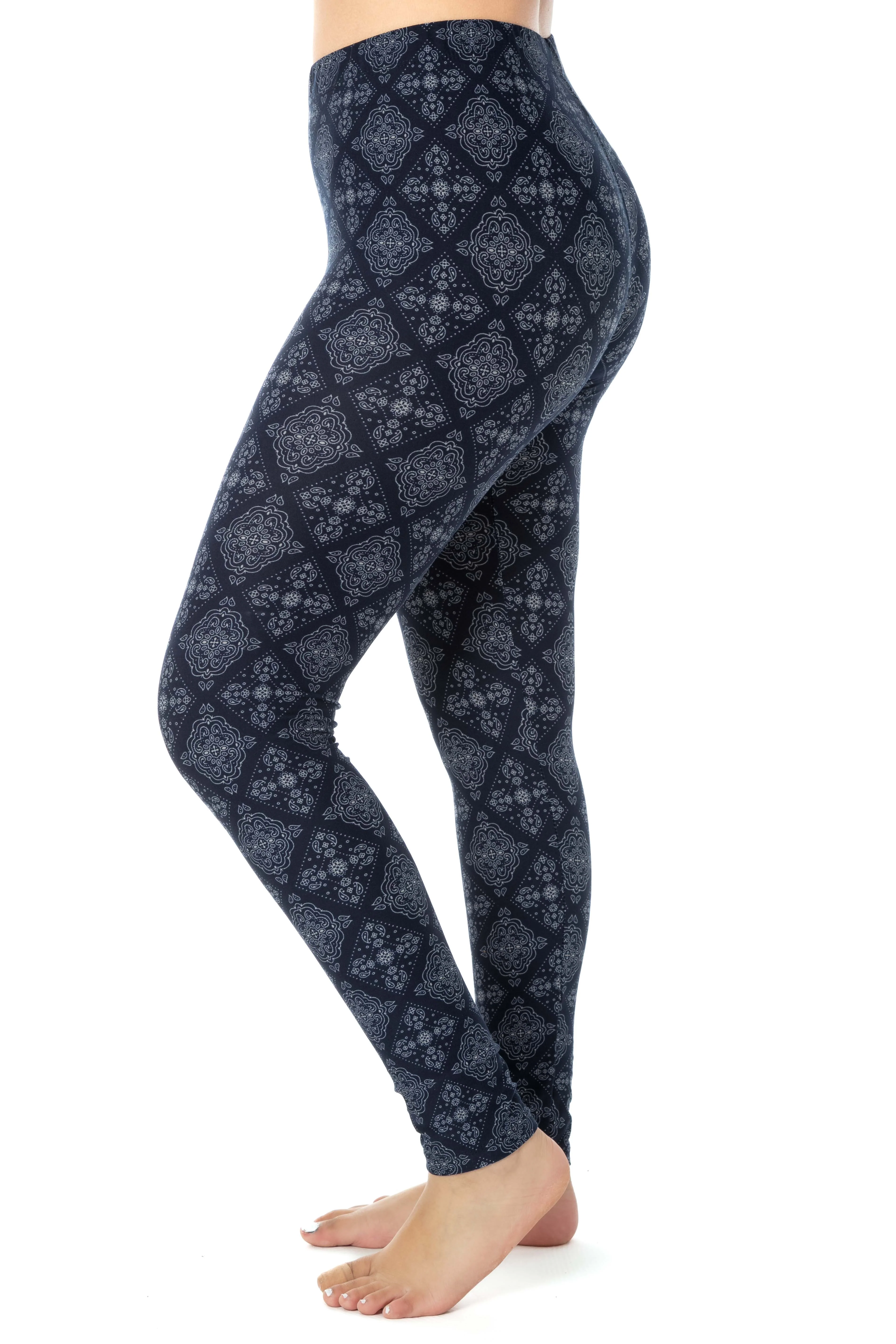Navy Damask - All Season Leggings