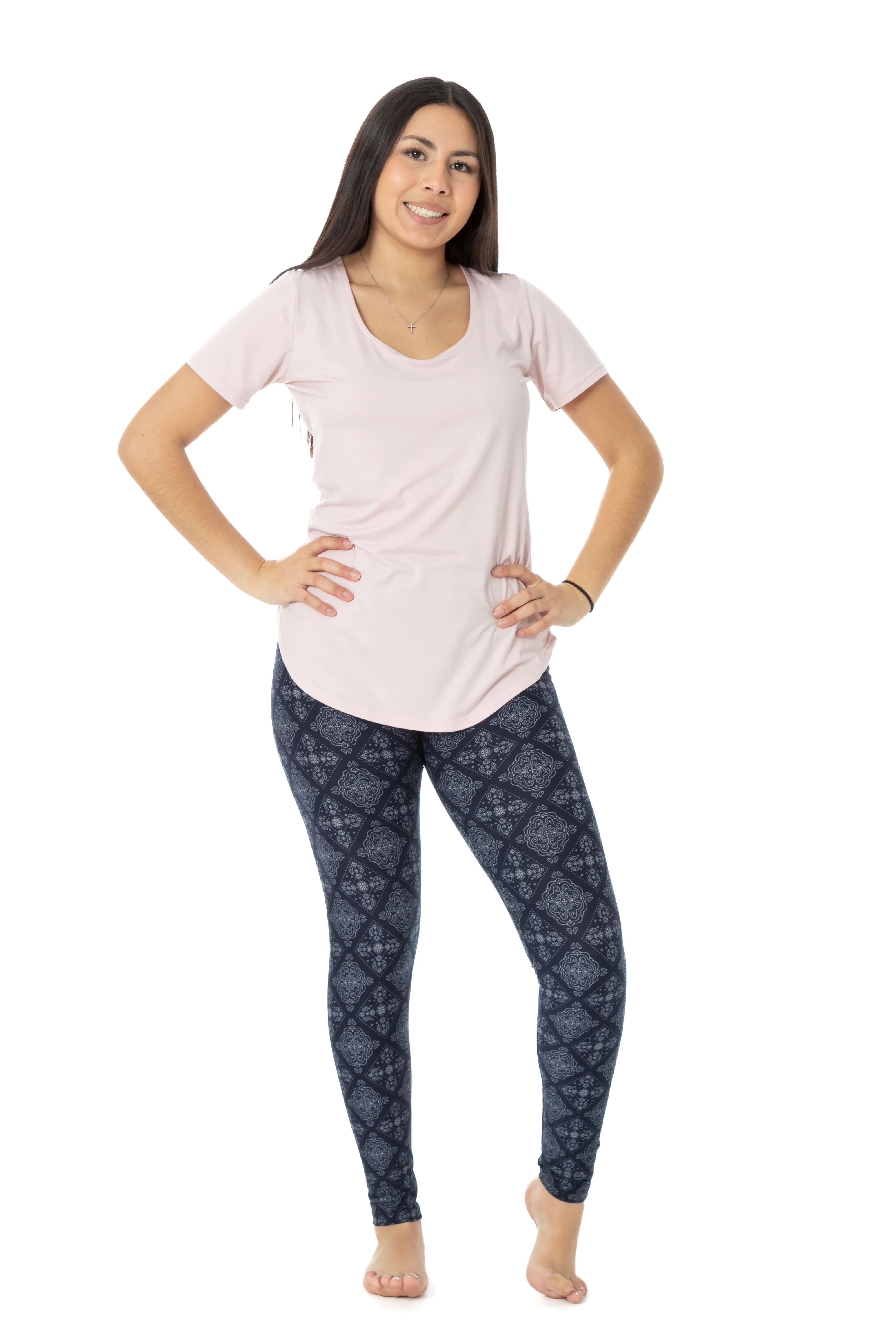 Navy Damask - All Season Leggings - Image 3
