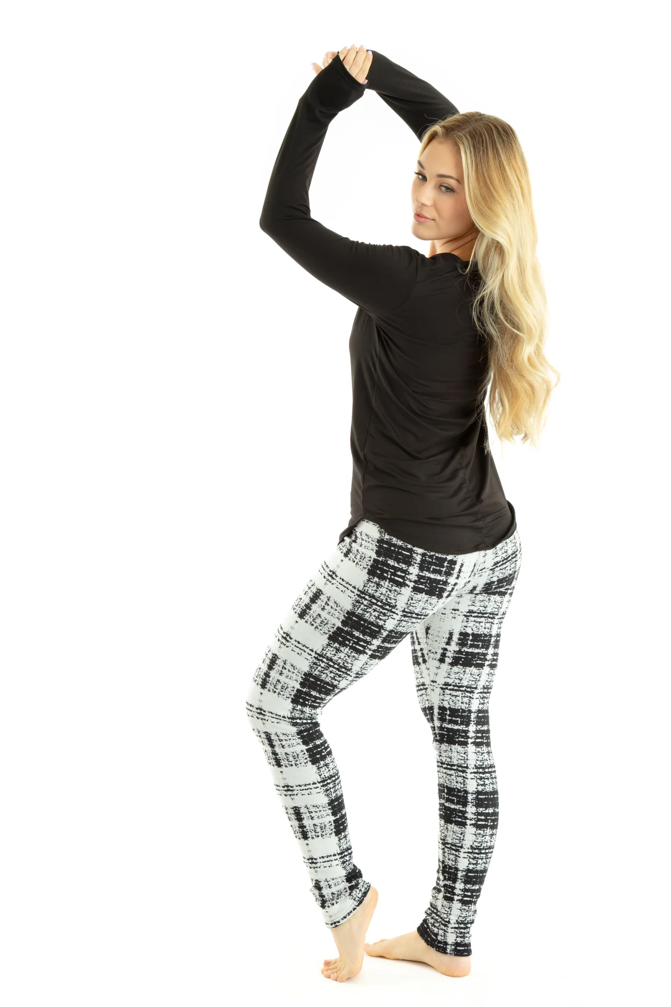 Plaid Print - Cozy Lined Leggings - Image 4