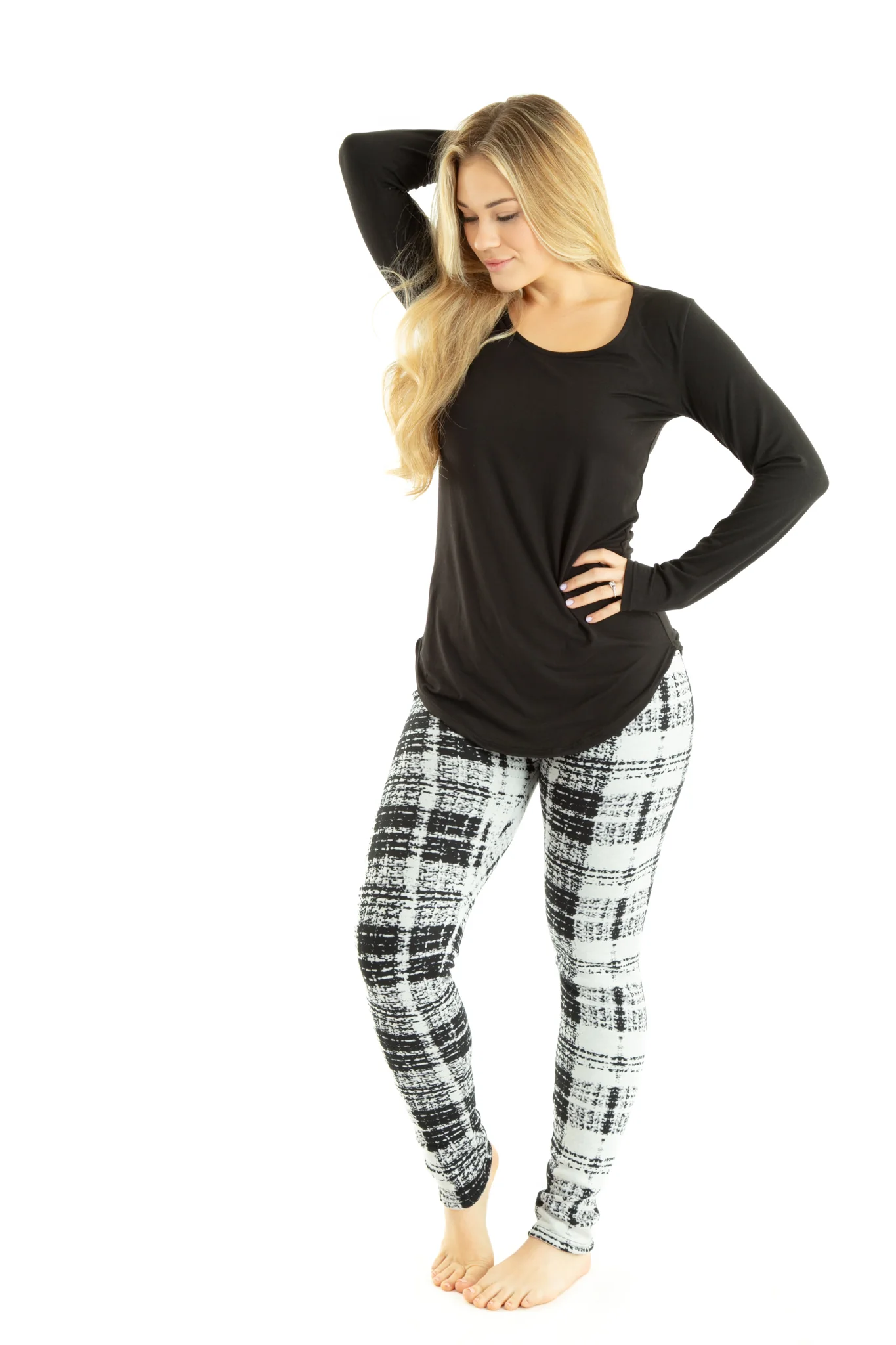 Plaid Print - Cozy Lined Leggings - Image 5