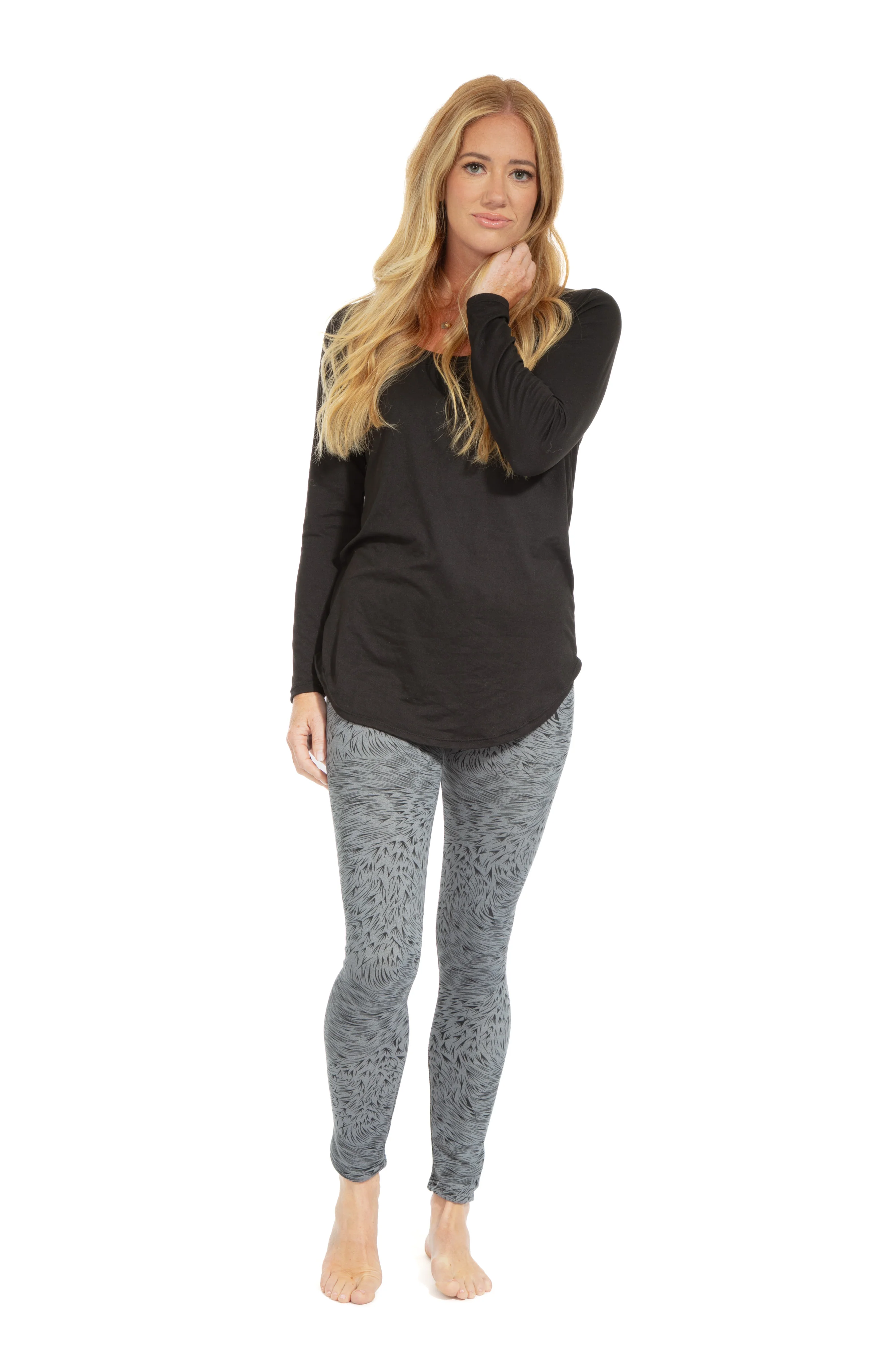 Printed Lines - Cozy Lined Leggings - Image 2