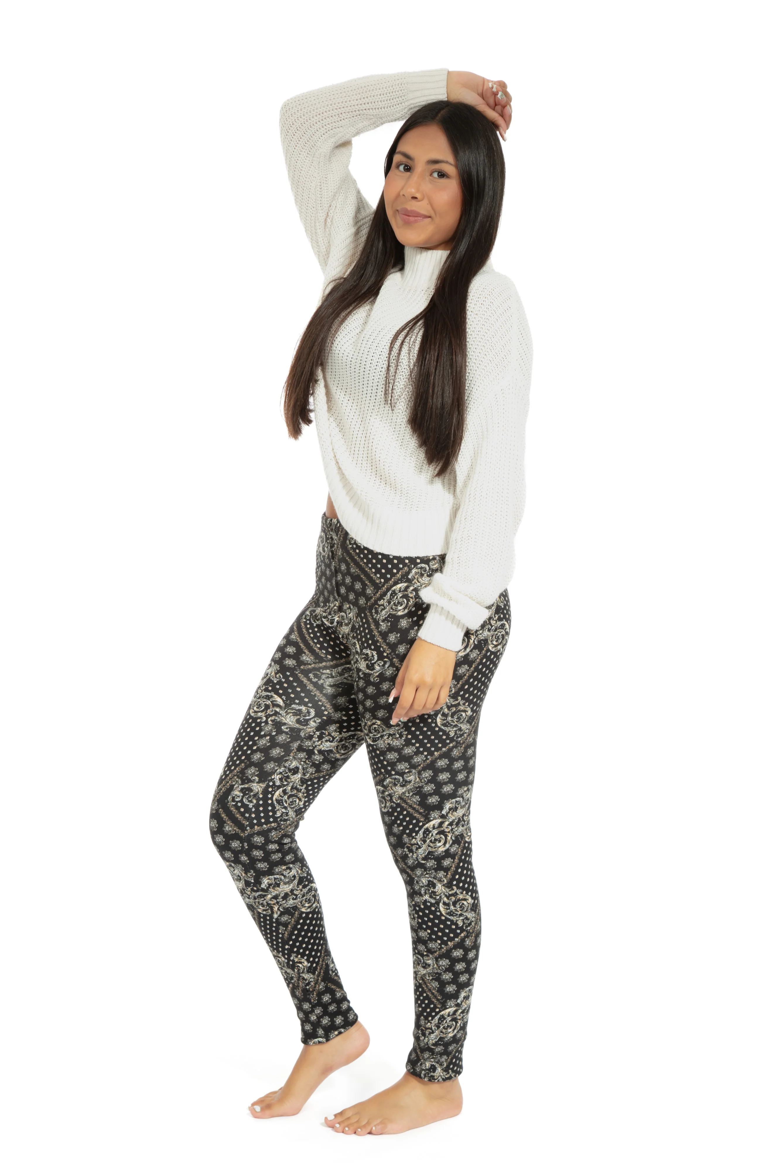 Royal B&W - Cozy Lined Leggings - Image 2
