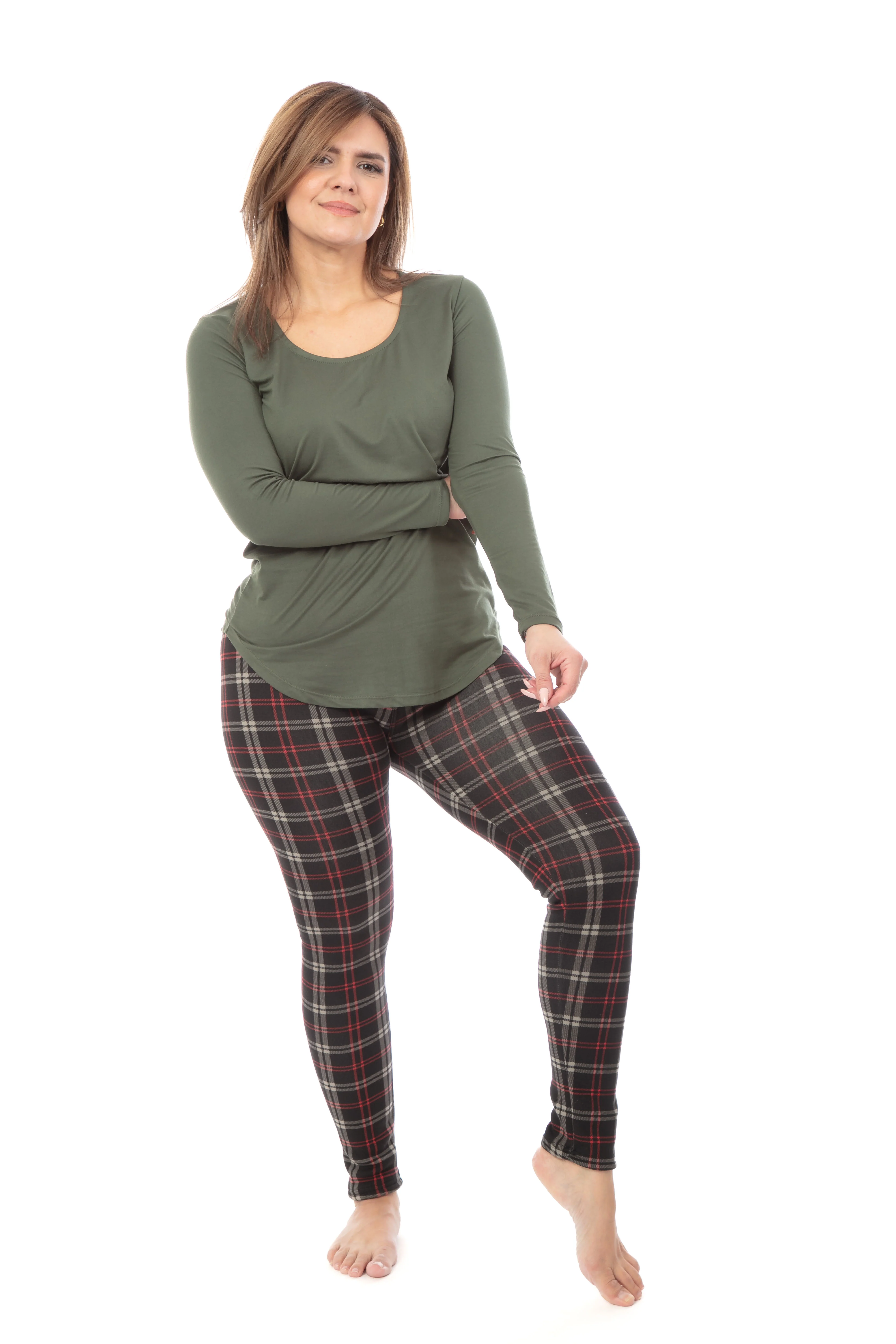 Scottish Red Lines - Cozy Lined Leggings - Image 2
