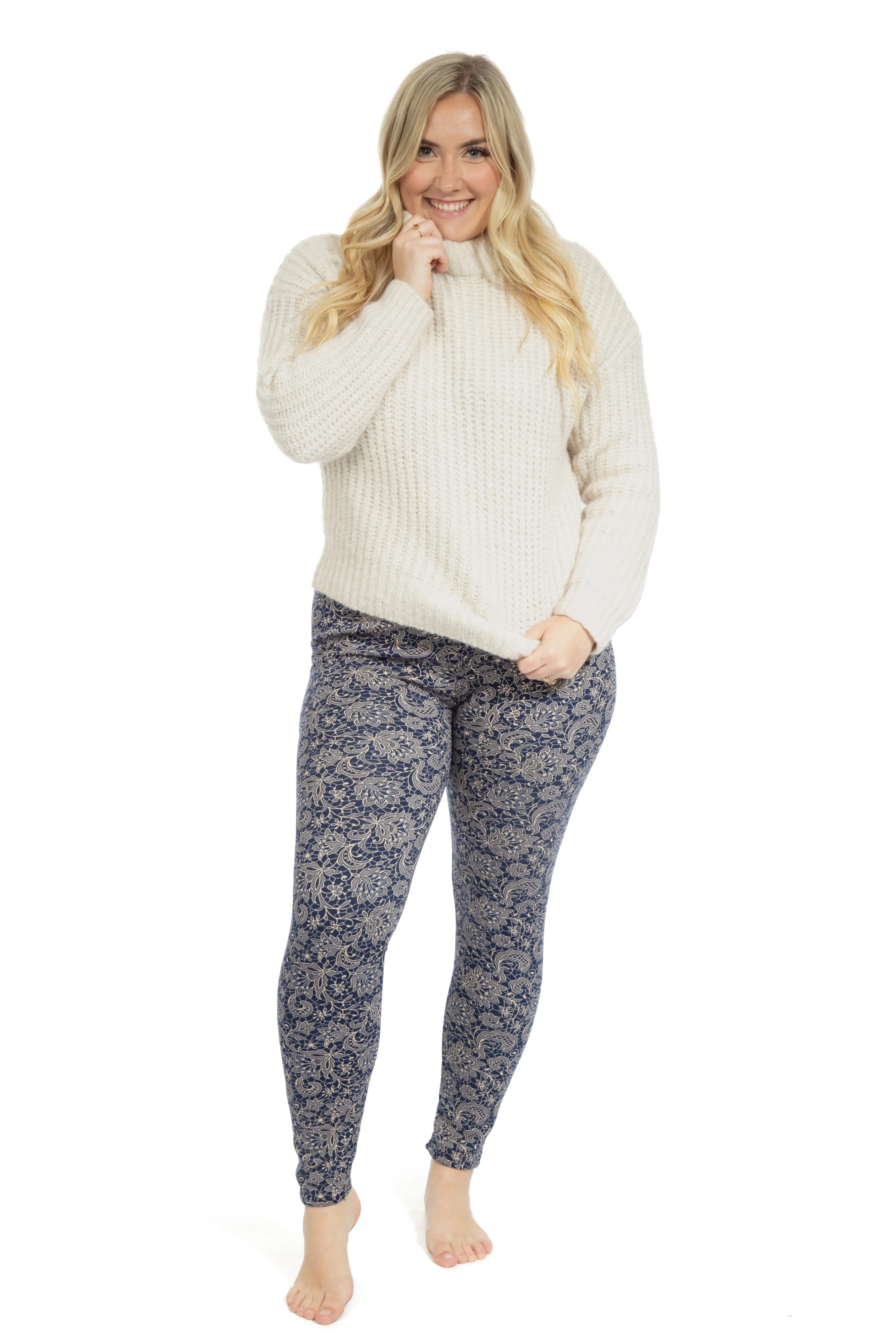 Shiny Flowers - Cozy Lined Leggings - Image 2