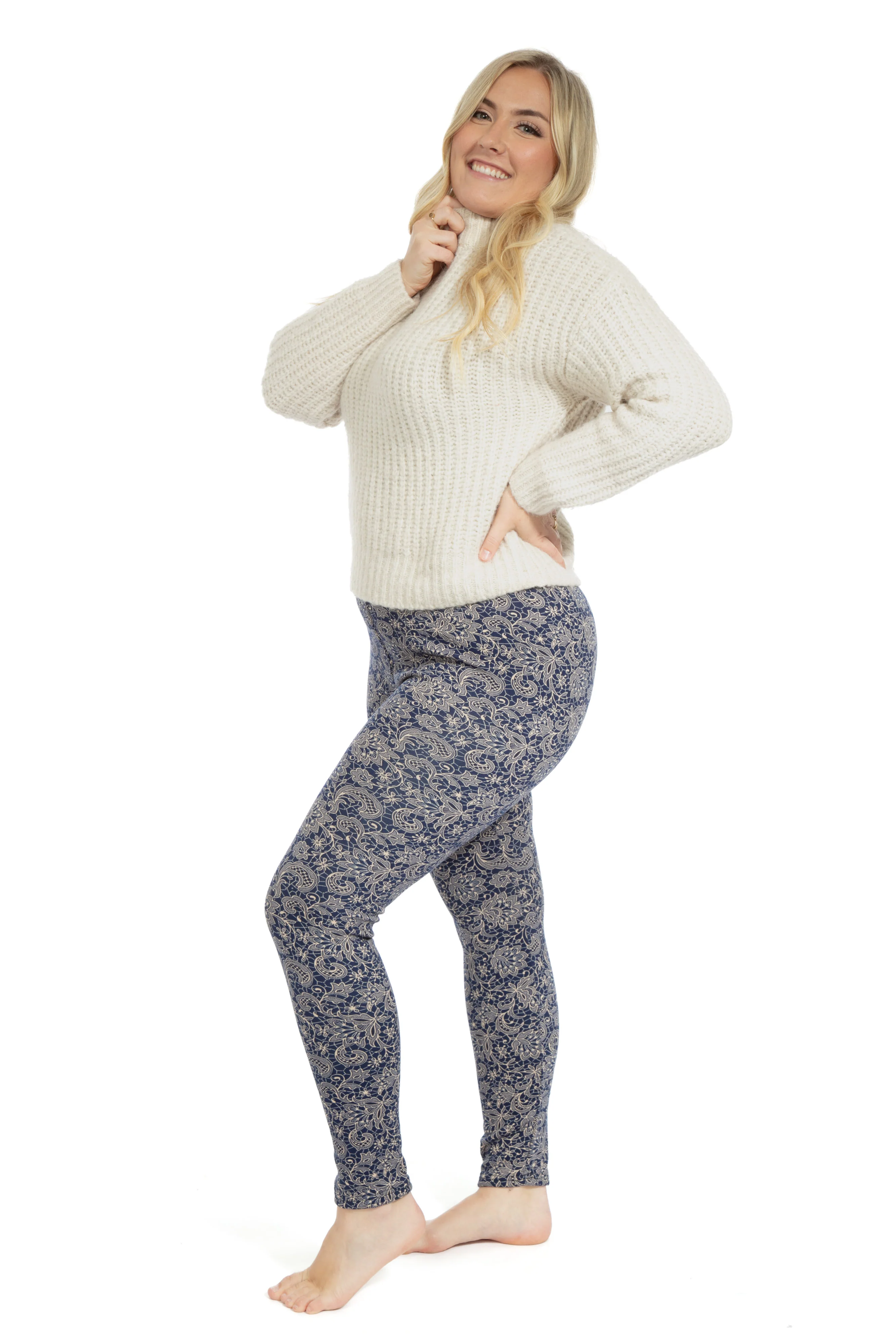 Shiny Flowers - Cozy Lined Leggings - Image 4