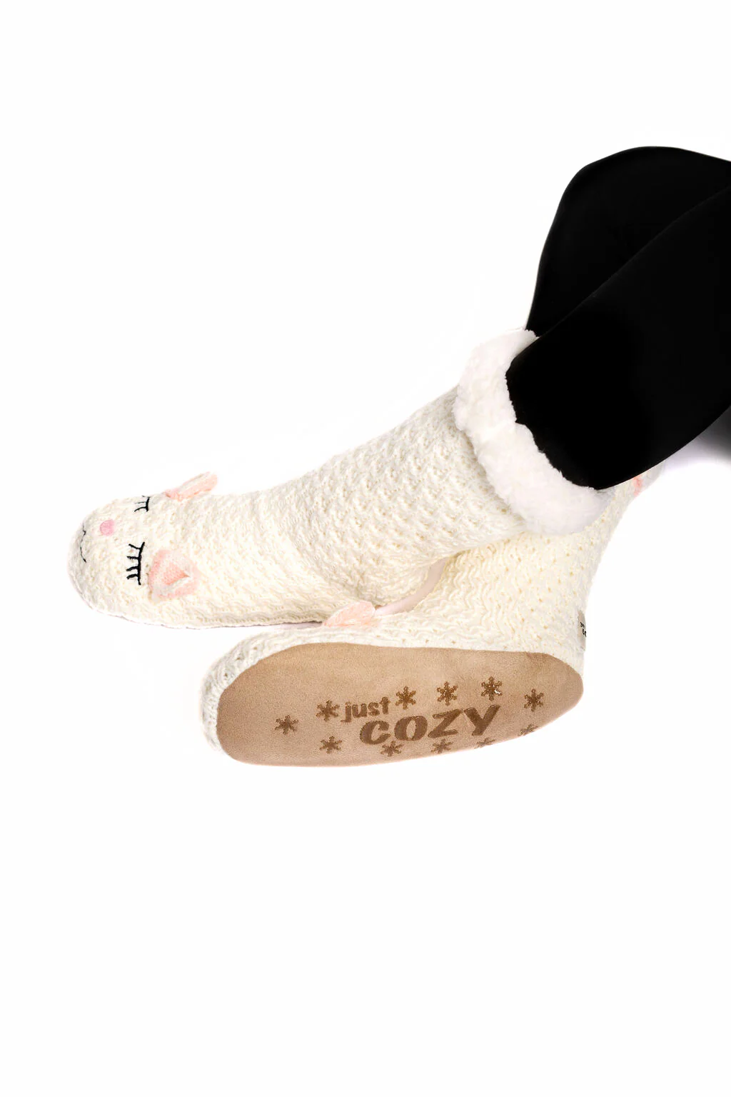 White & Pink - Cozy Slipper Socks - Image 4