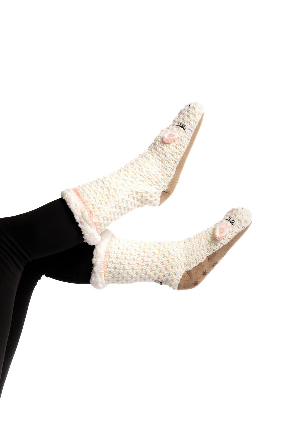 White & Pink - Cozy Slipper Socks - Image 5