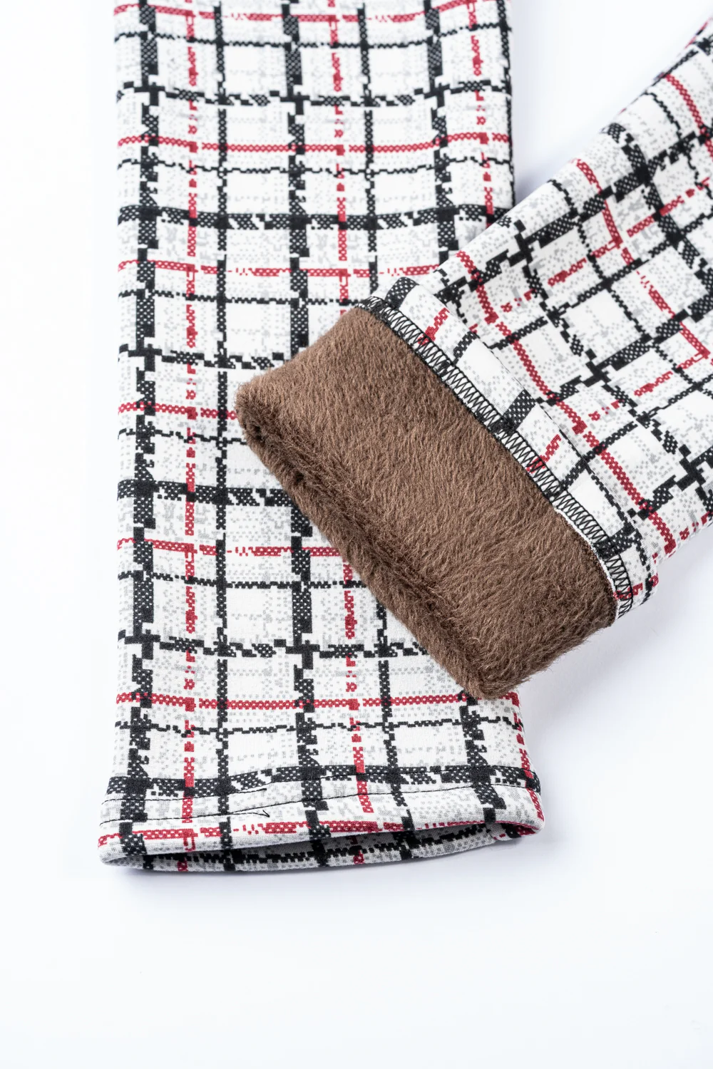 Light Gray Tartan - Cozy Lined Leggings - Image 9